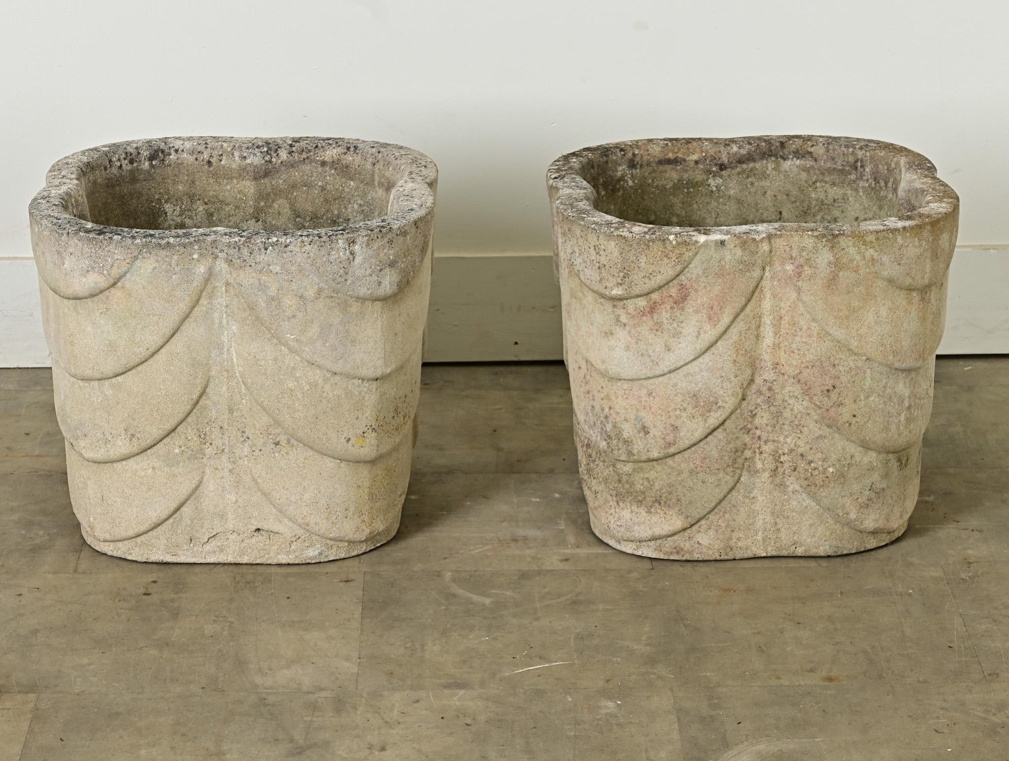 Cast English Pair of Large Art Deco Planters For Sale