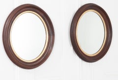 English Pair of Refined Oak & Gilt Mirrors