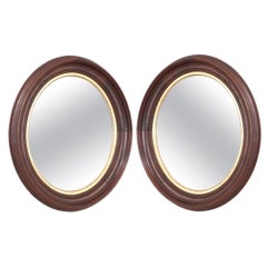 English Pair of Refined Oak & Gilt Mirrors
