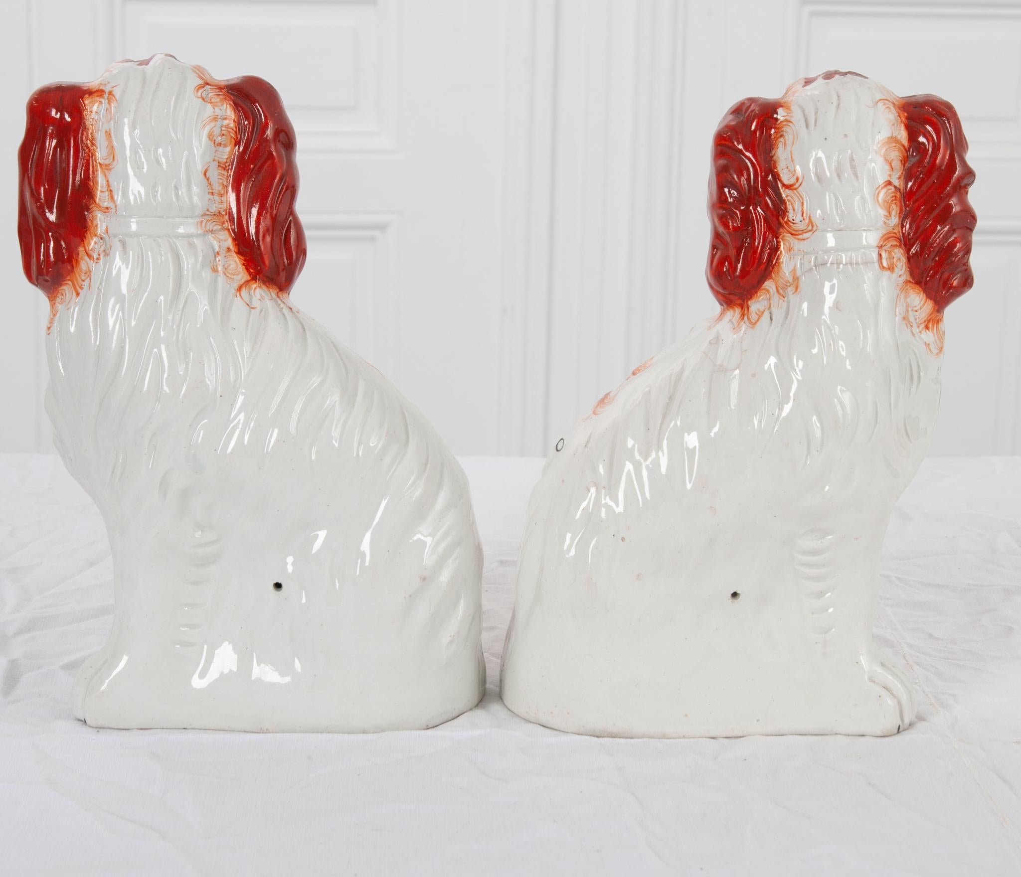 Ceramic English Pair of Staffordshire Dogs For Sale