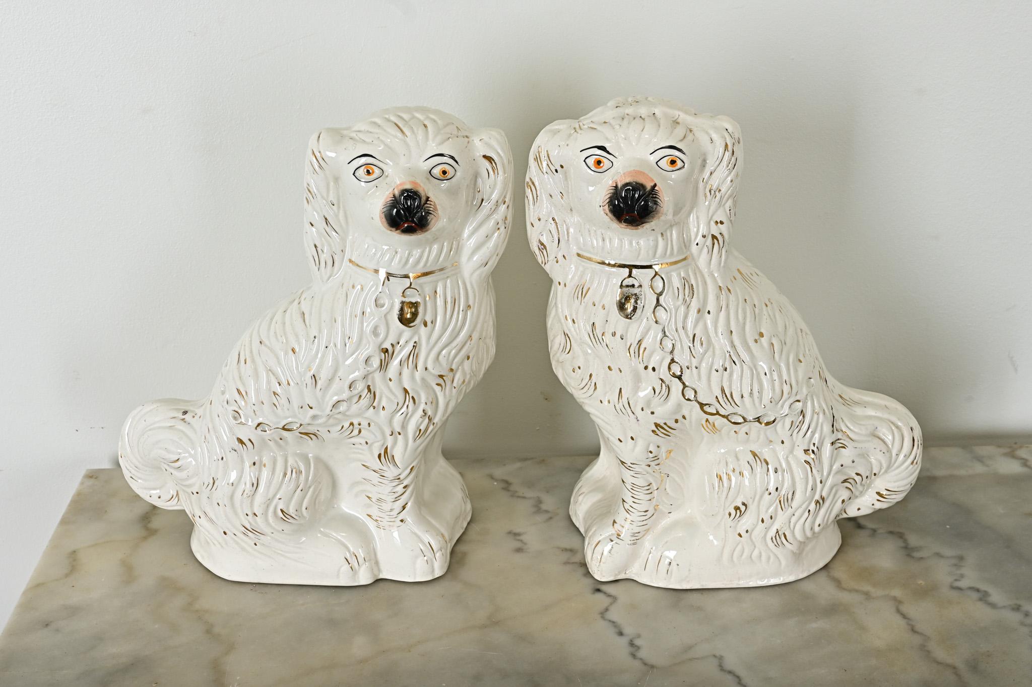 Cast English Pair of Staffordshire Spaniels
