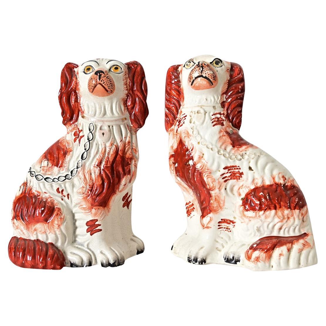 English Pair of Staffordshire Spaniels For Sale