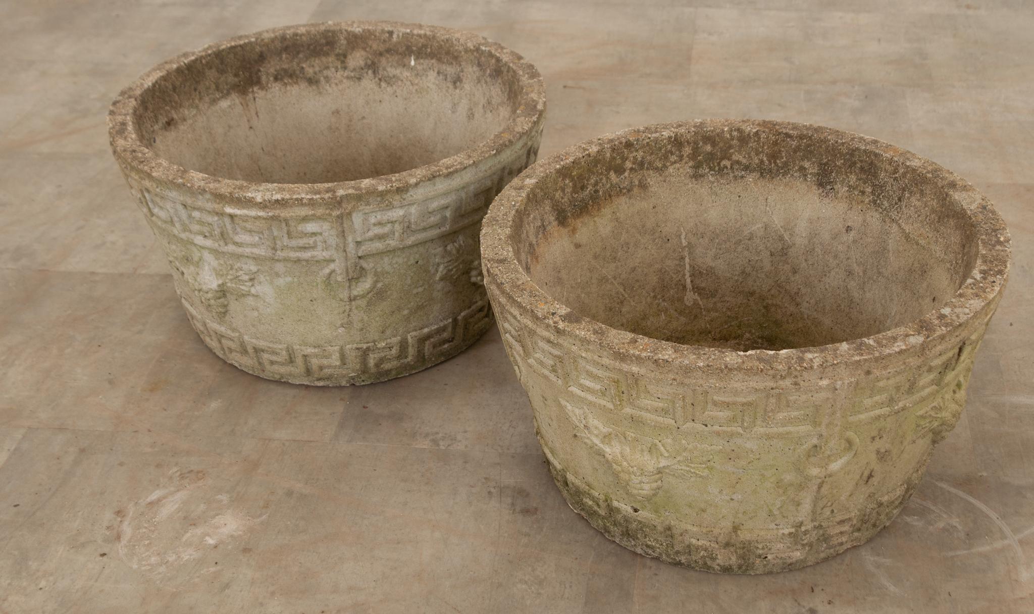 English Pair of Vintage Stone Planters In Good Condition For Sale In Baton Rouge, LA