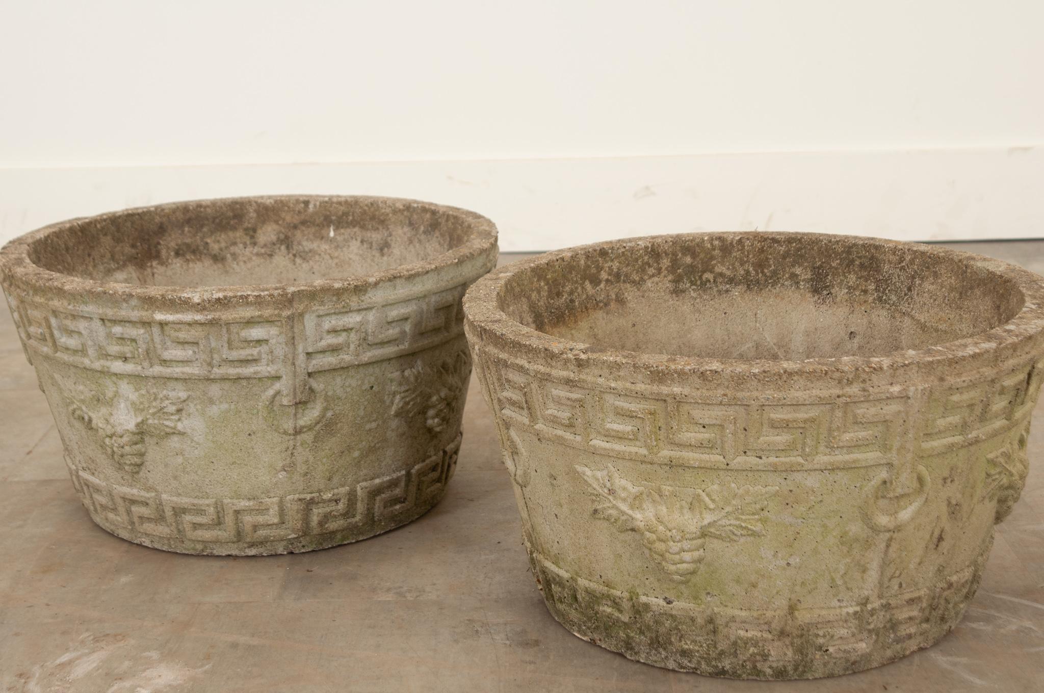 20th Century English Pair of Vintage Stone Planters For Sale
