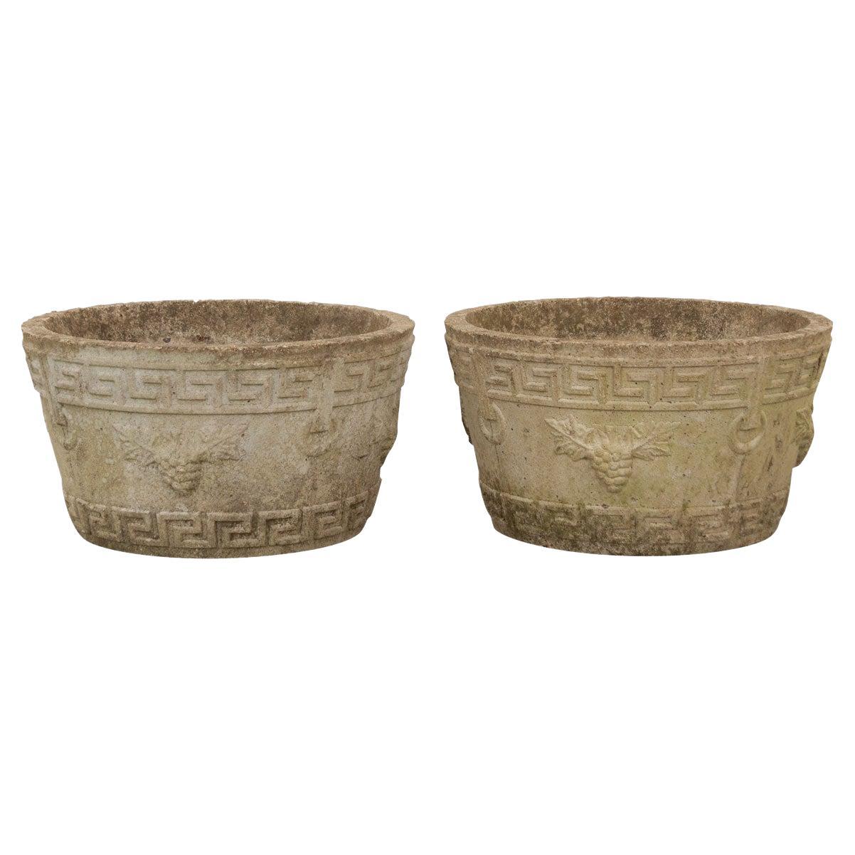 English Pair of Vintage Stone Planters For Sale