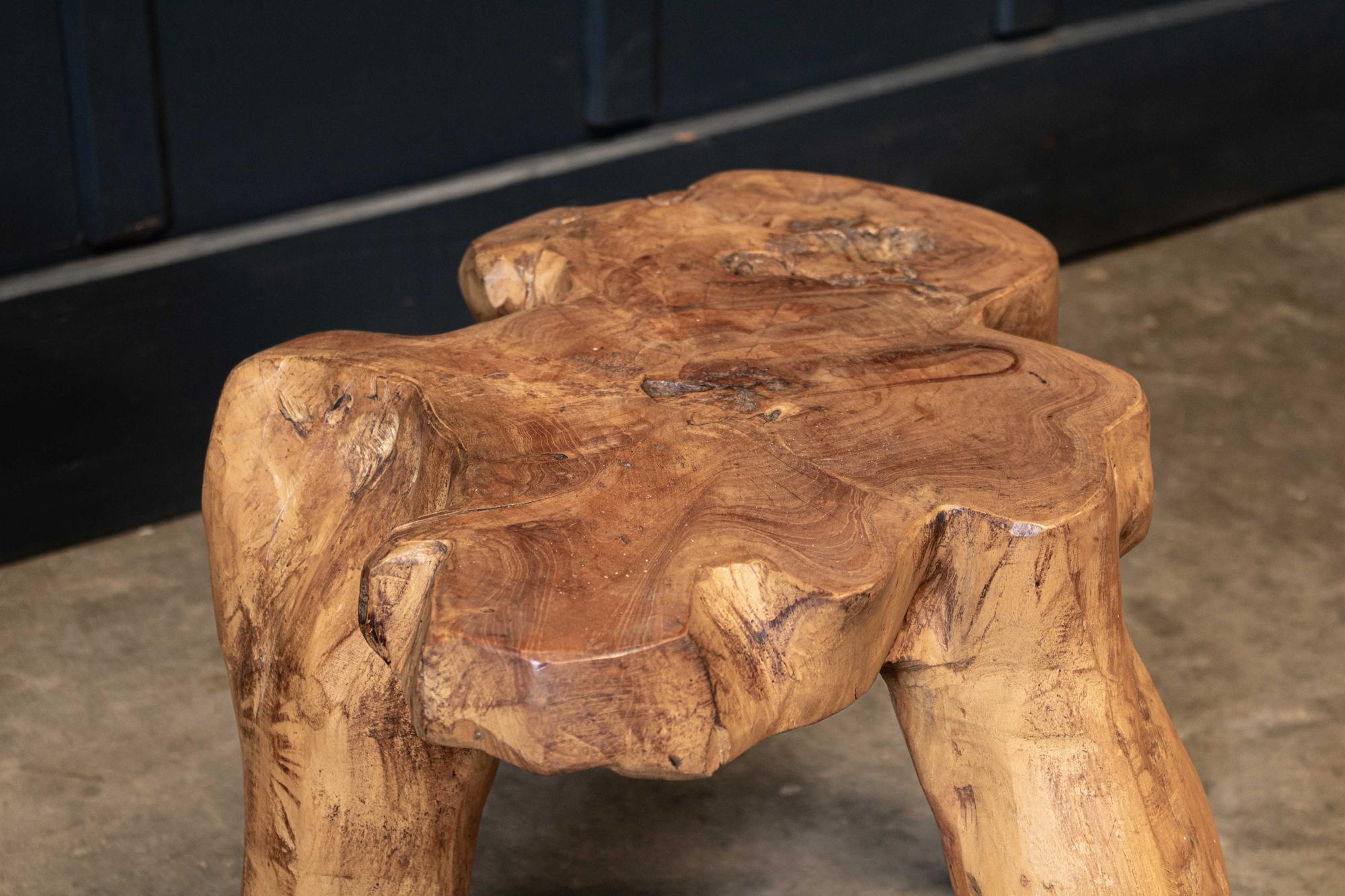 Circa 1950's.

English pair of primitive teak root side end tables

A very tactile natural and organic vintage statement pair of tables.

Price is for the pair.

sku 677

Measures: Table on left: W 51 x D 29 x H 45cm
Table on right: W 51