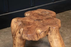 English Pair Primitive Teak Root Side End Tables