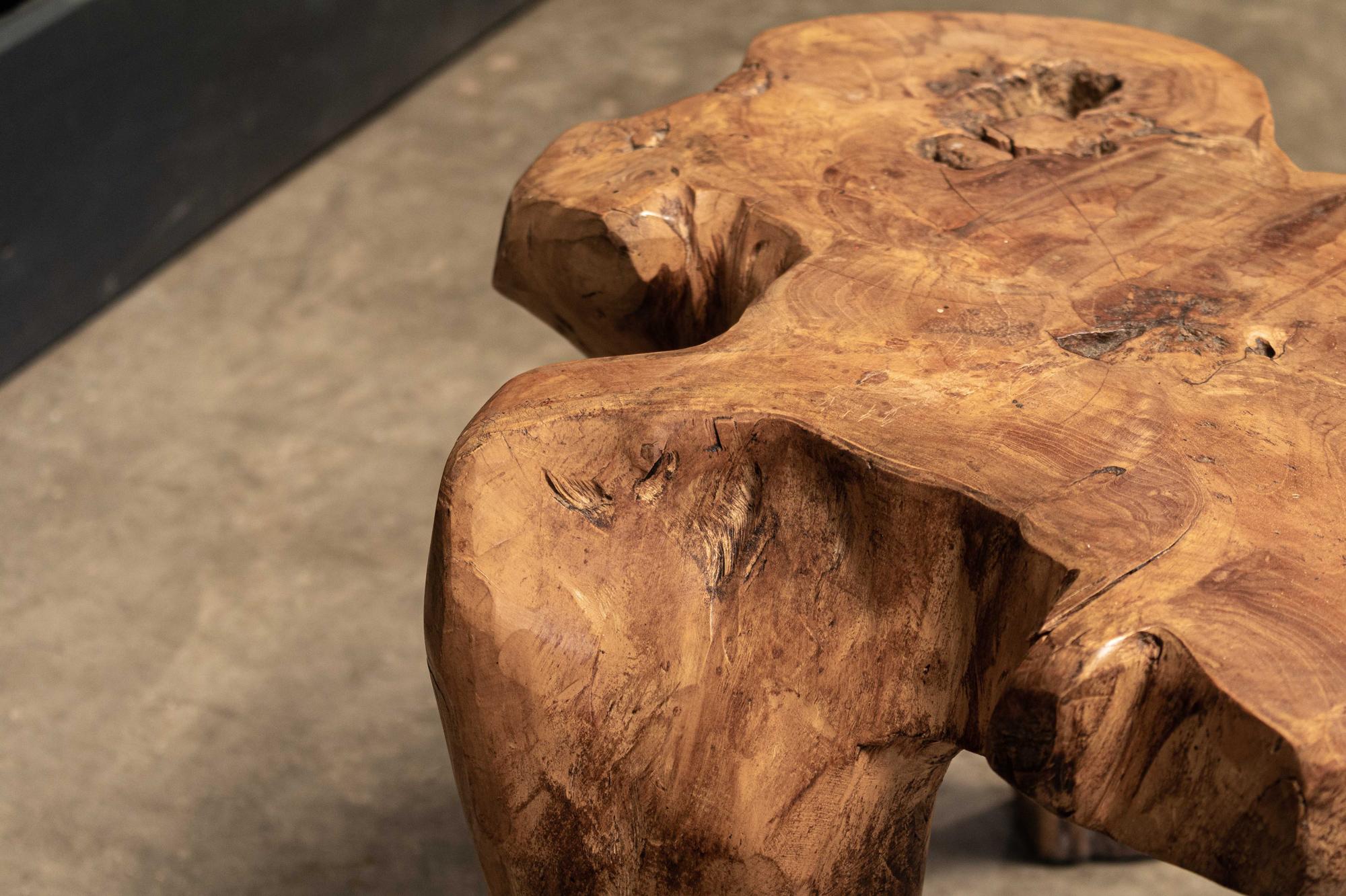 English Pair Primitive Teak Root Side End Tables In Good Condition For Sale In Staffordshire, GB