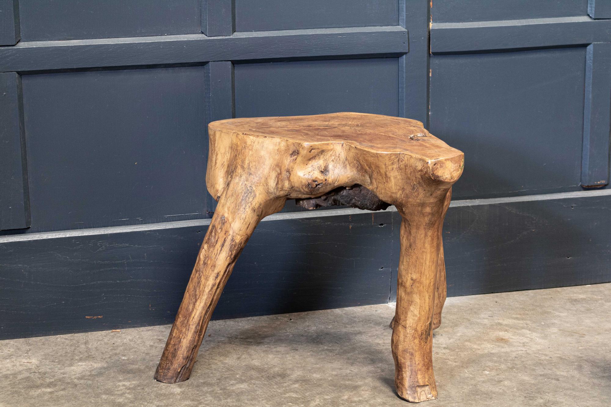 English Pair Primitive Teak Root Side End Tables In Good Condition In Staffordshire, GB