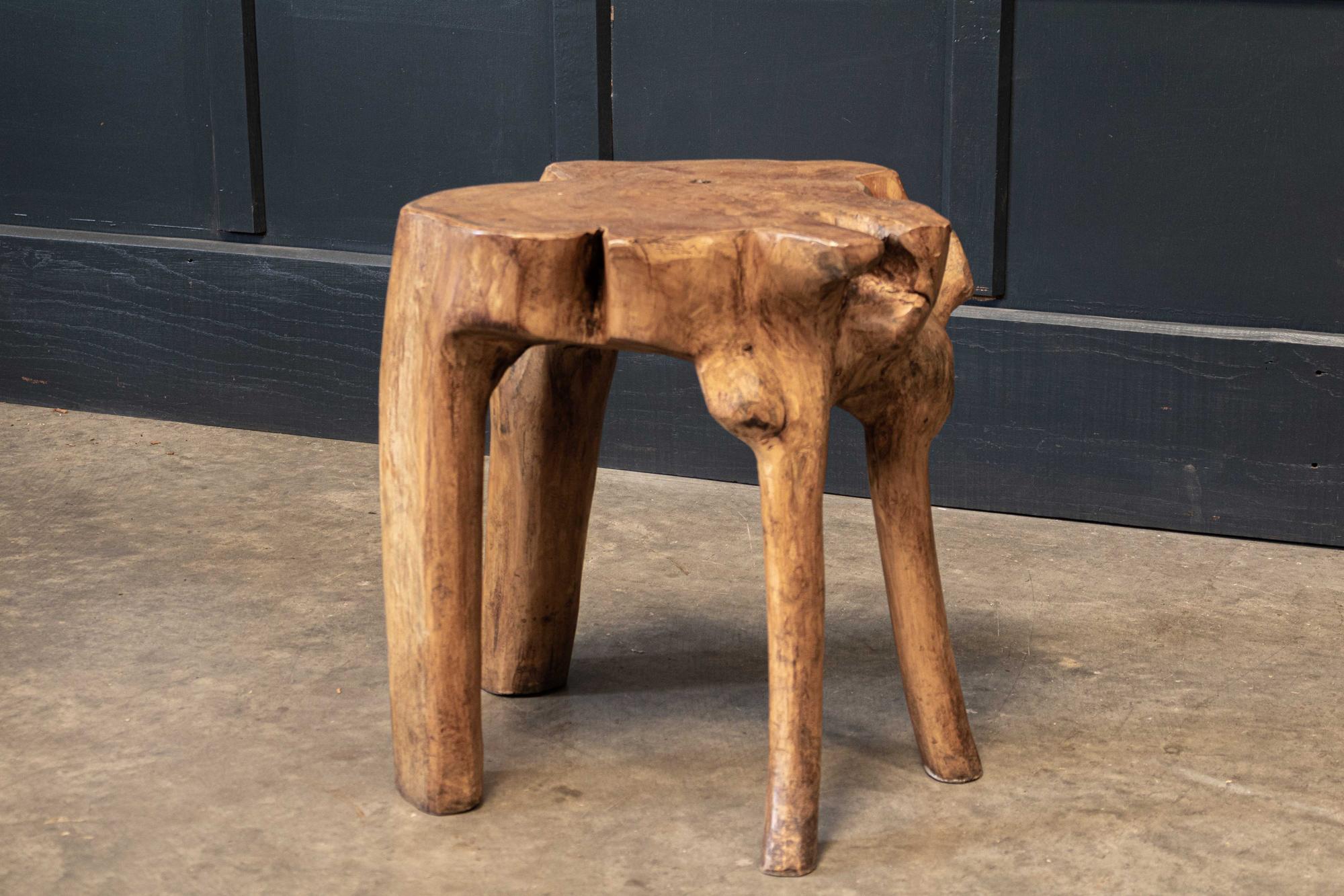 20th Century English Pair Primitive Teak Root Side End Tables