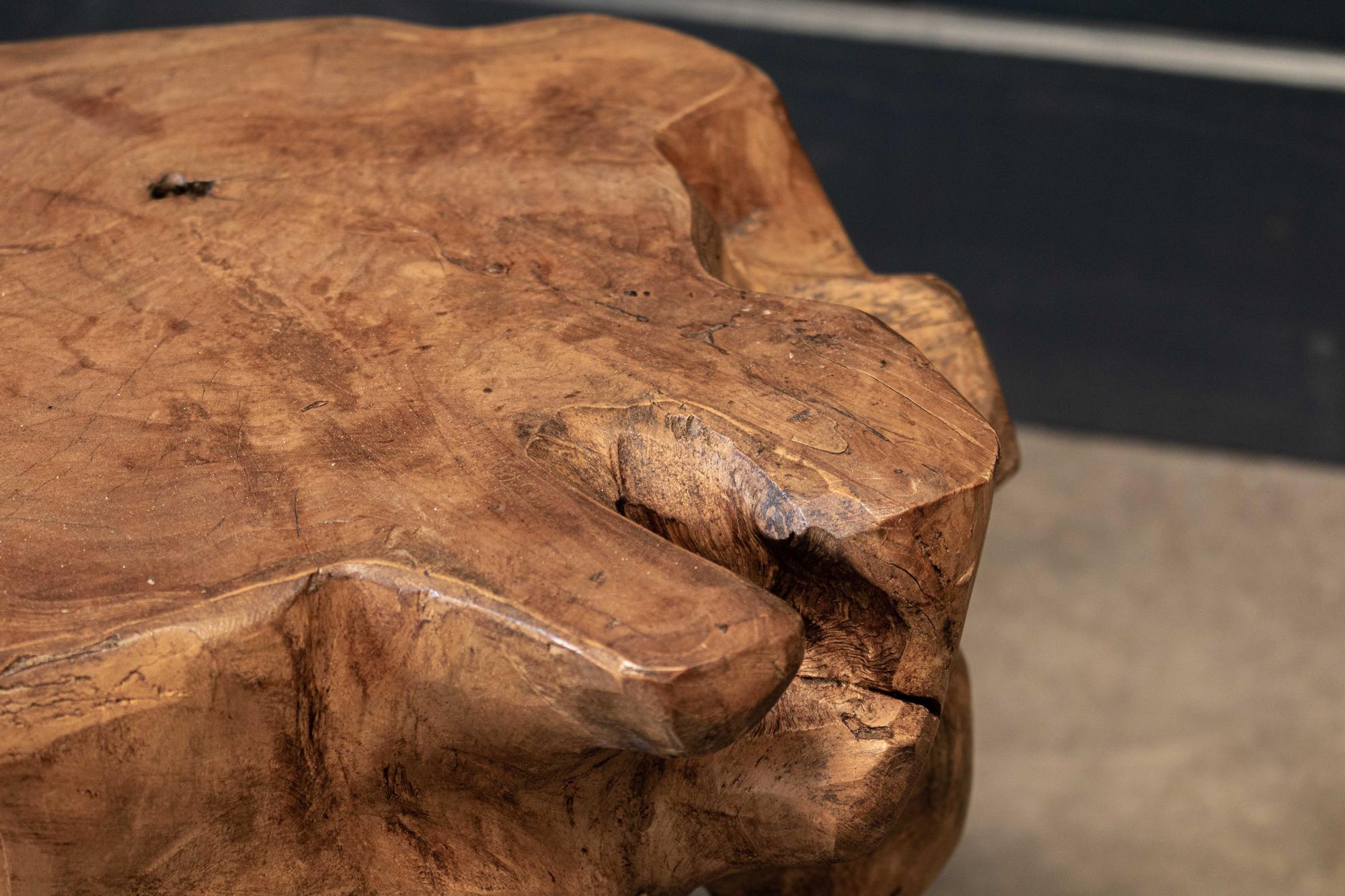 English Pair Primitive Teak Root Side End Tables 1