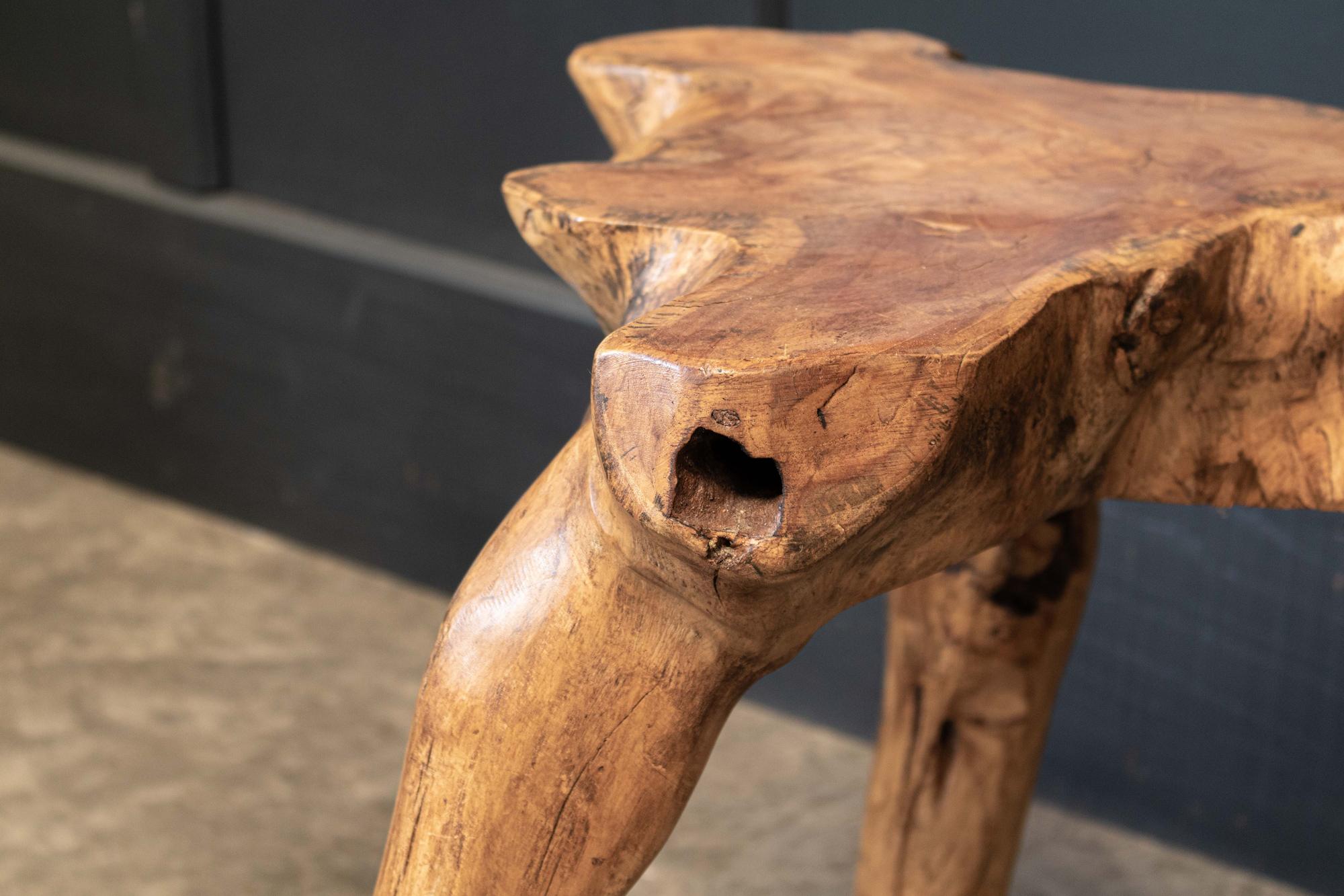 English Pair Primitive Teak Root Side End Tables 2