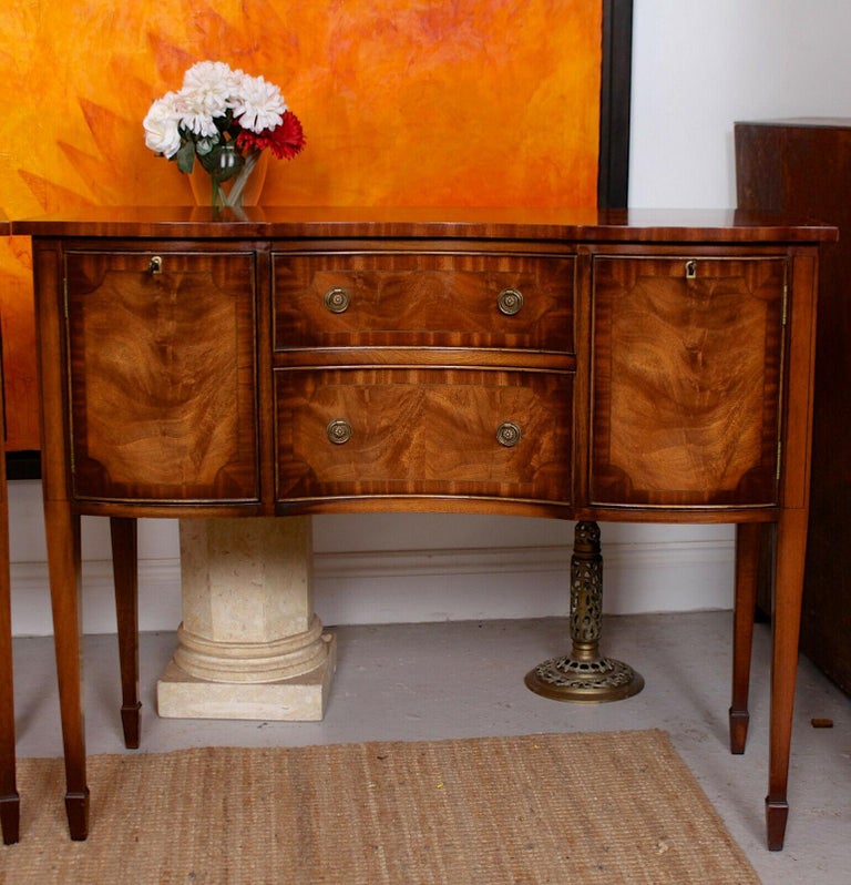 English Pair Sideboards 2 Flamed Mahogany Side Antique Bevan Funnell Re at 1stDibs