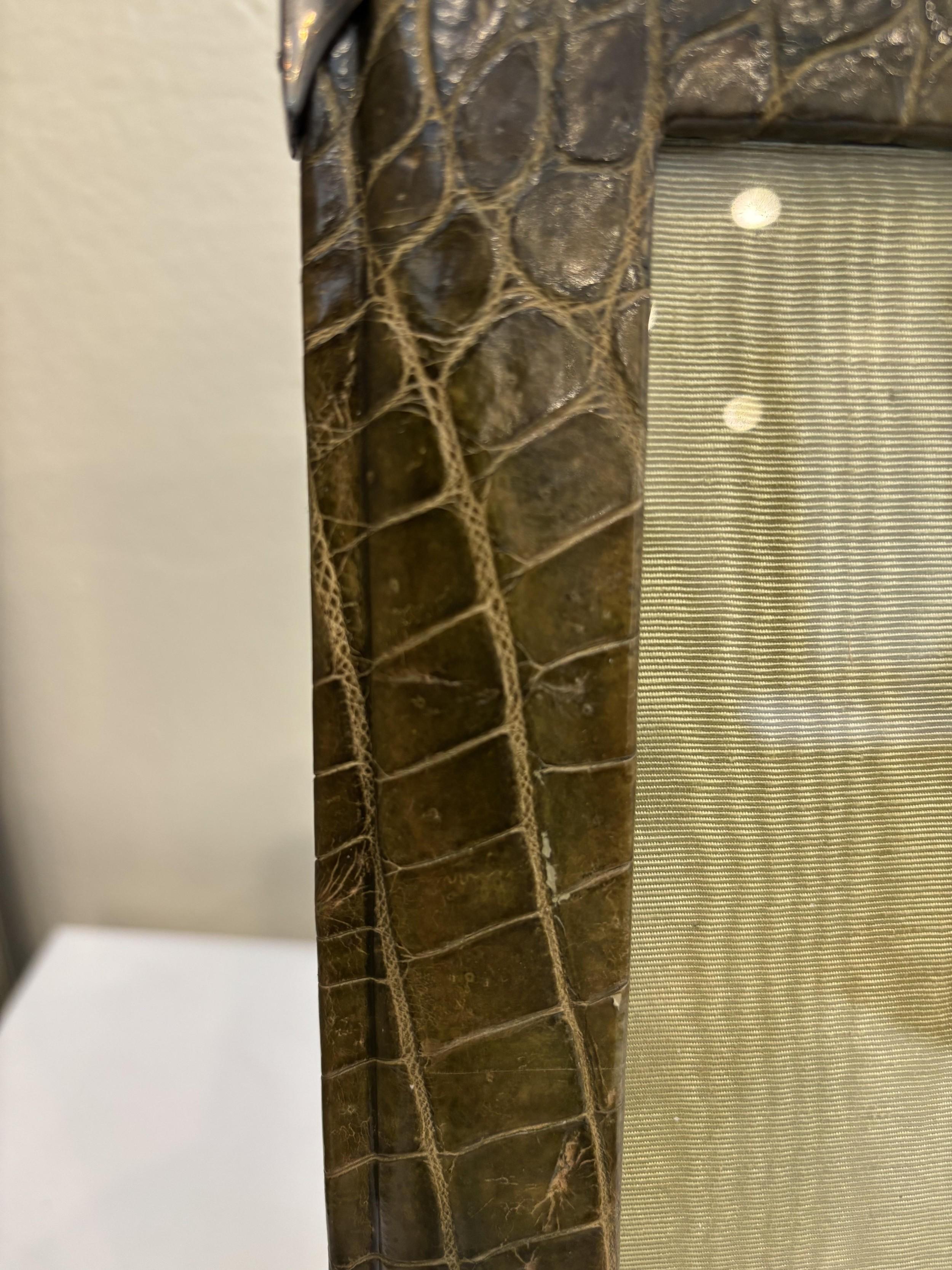 Victorian English Pale Green Crocodile Picture Frame For Sale