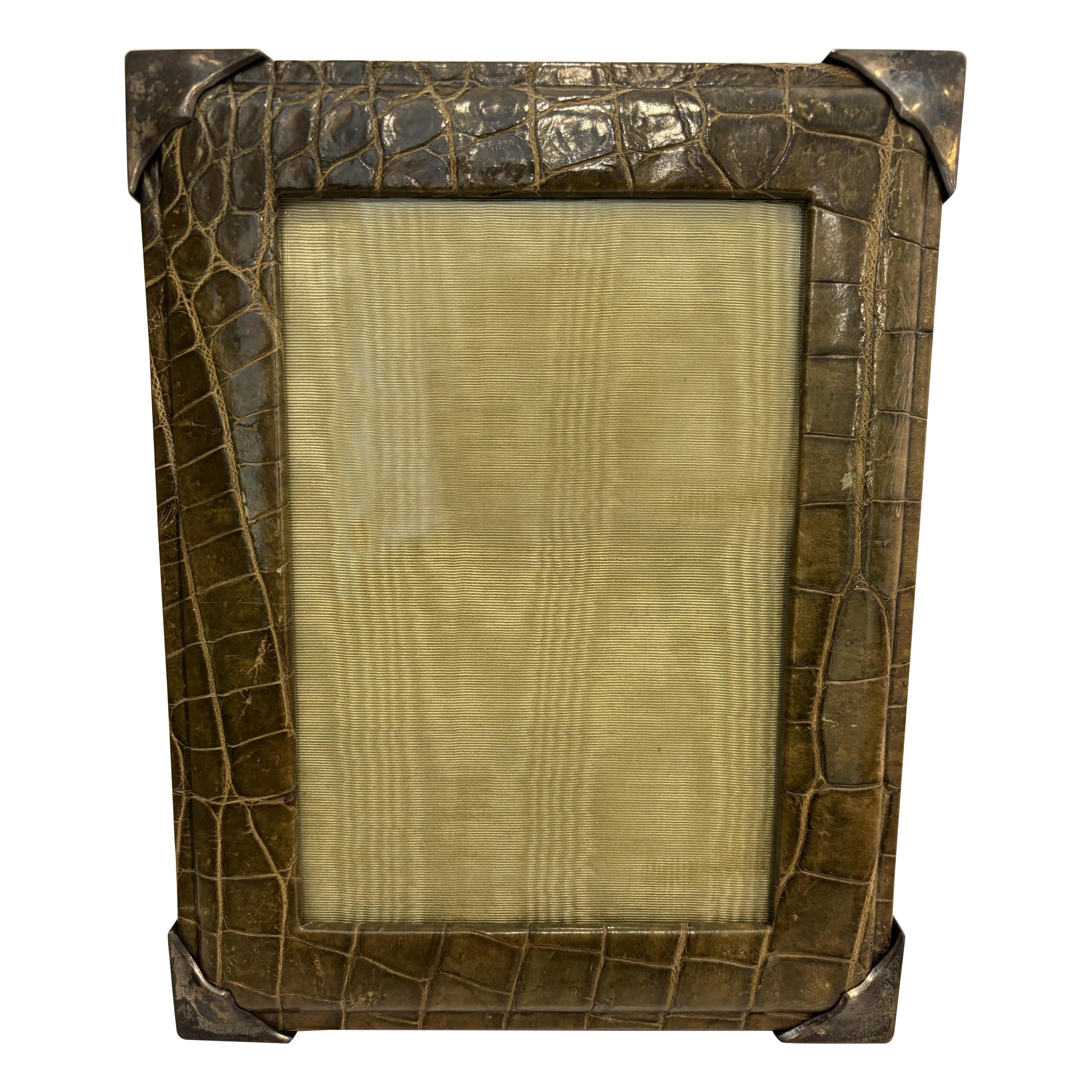 English Pale Green Crocodile Picture Frame For Sale