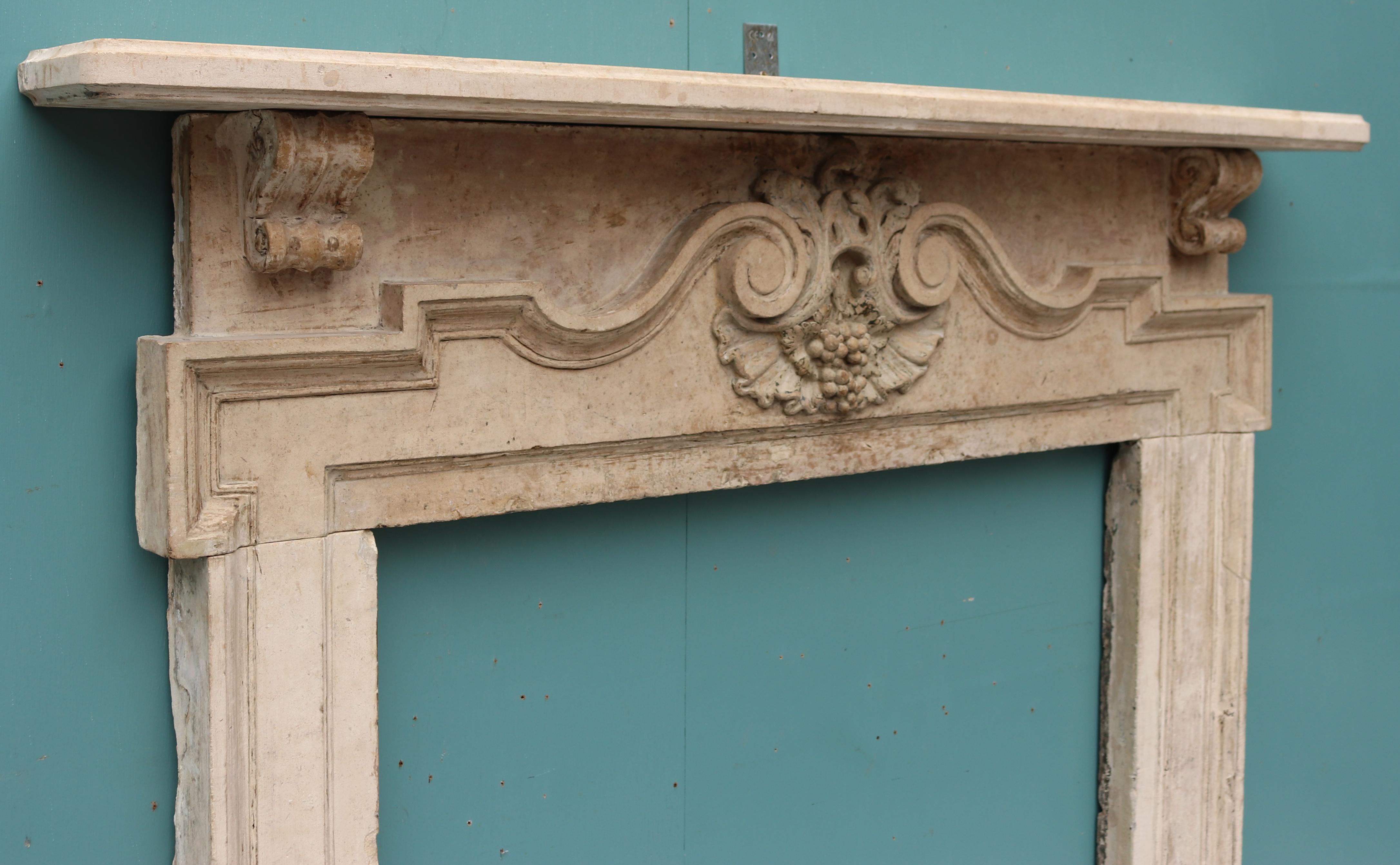 English Palladian Style Limestone Mantel Circa 1740 For Sale 6