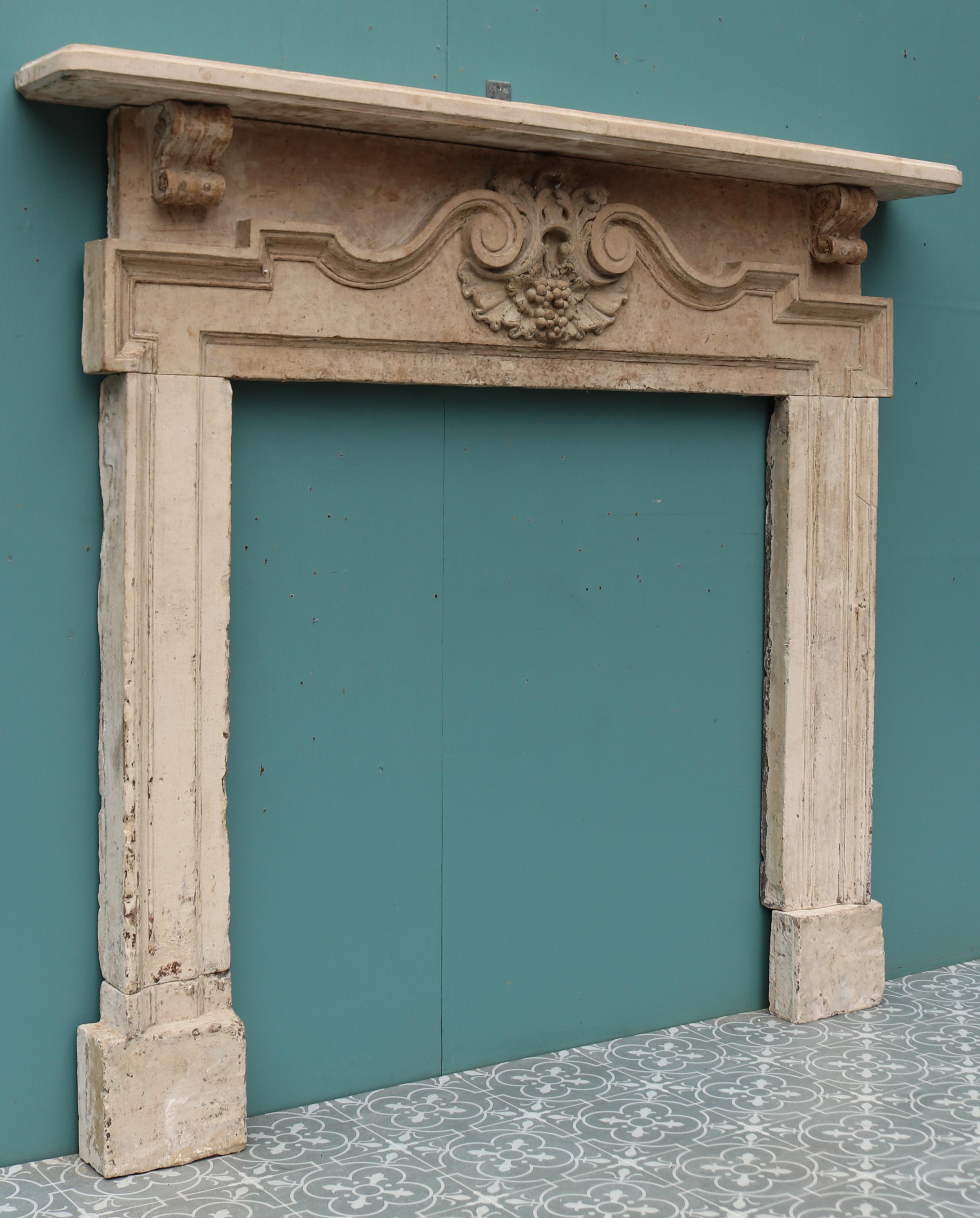 English Palladian Style Limestone Mantel Circa 1740 In Fair Condition For Sale In Wormelow, Herefordshire