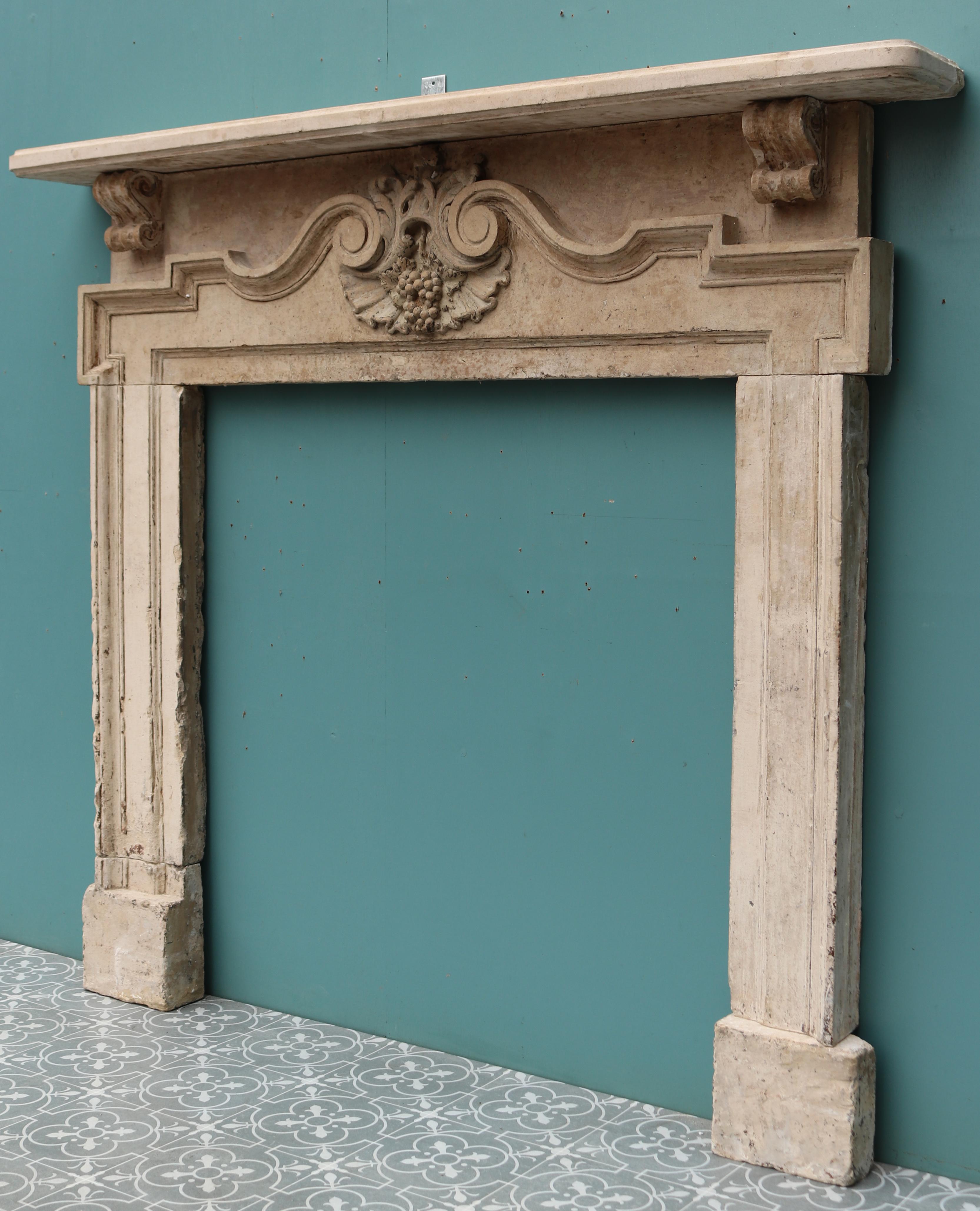 English Palladian Style Limestone Mantel Circa 1740 For Sale 1