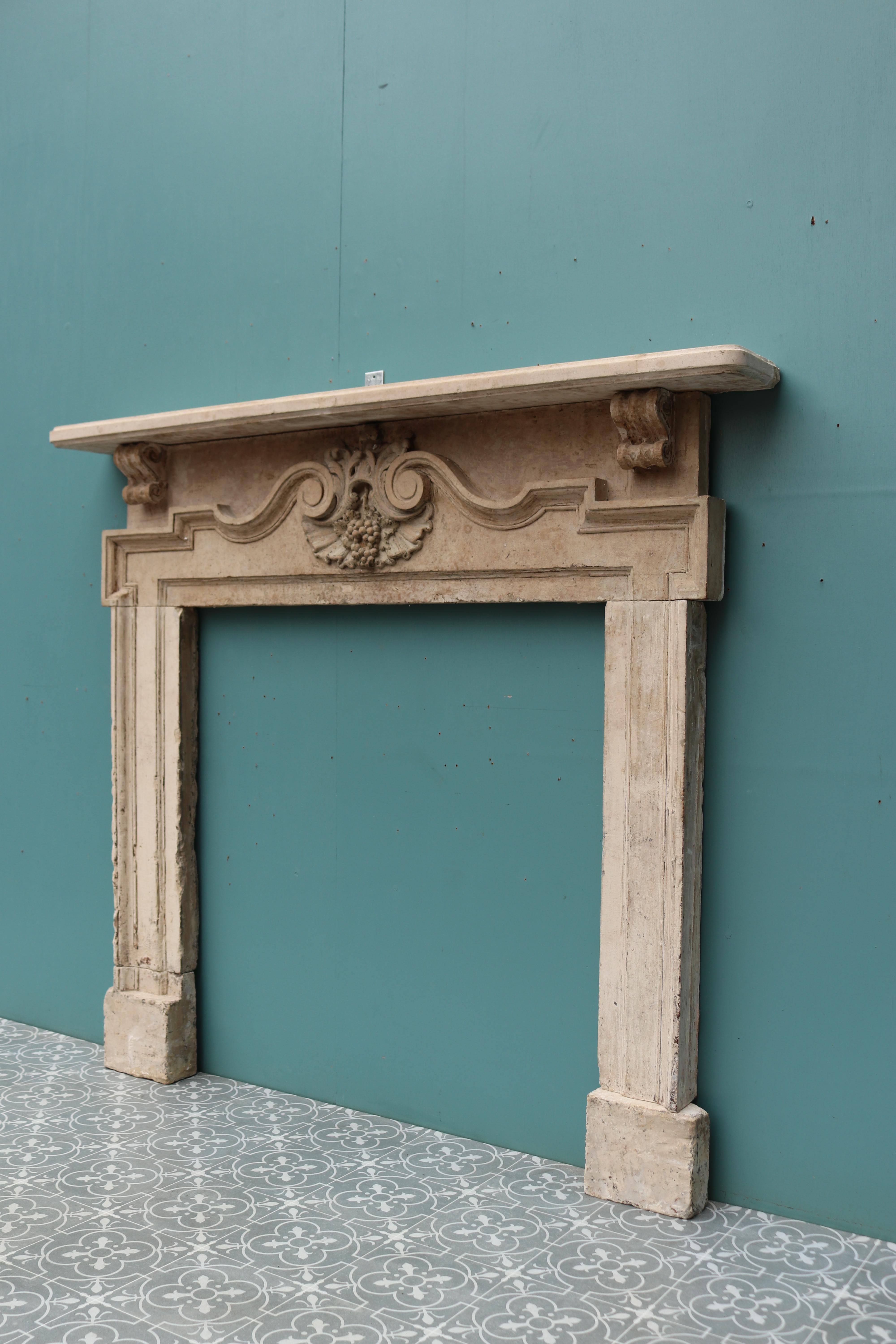 English Palladian Style Limestone Mantel Circa 1740 For Sale 2