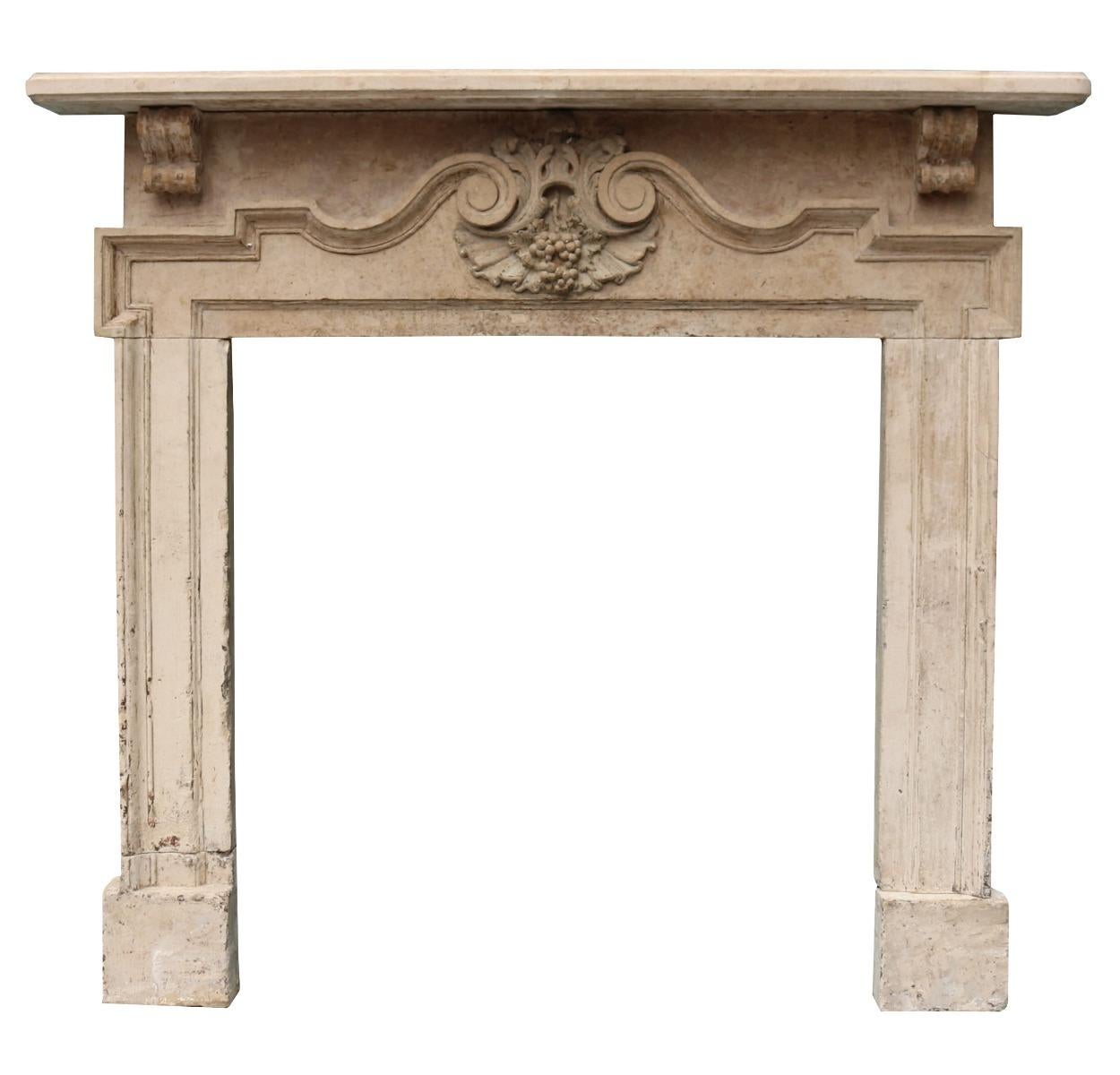 English Palladian Style Limestone Mantel Circa 1740