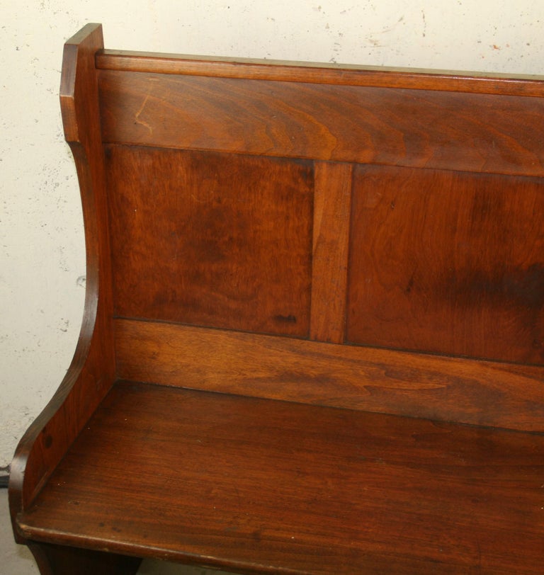Hardwood English Paneled Hall Settle/Bench 1920's For Sale