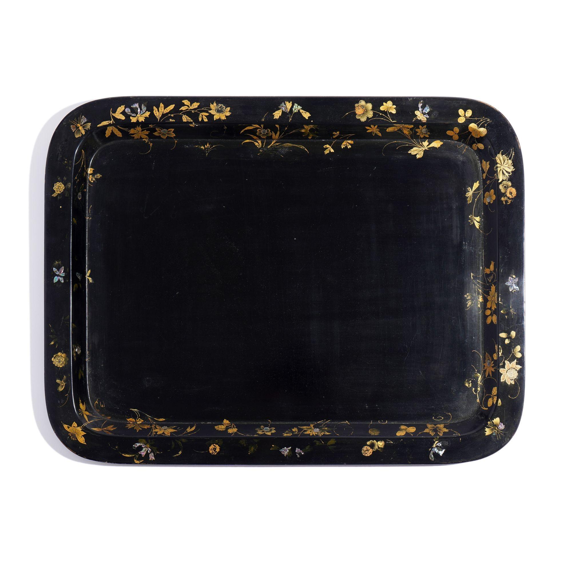 British English paper mache tea tray, c. 1830