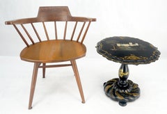 English Papier-Mache Black Gold Mother of Pearl Antique c1900s Lamp Table Clean!