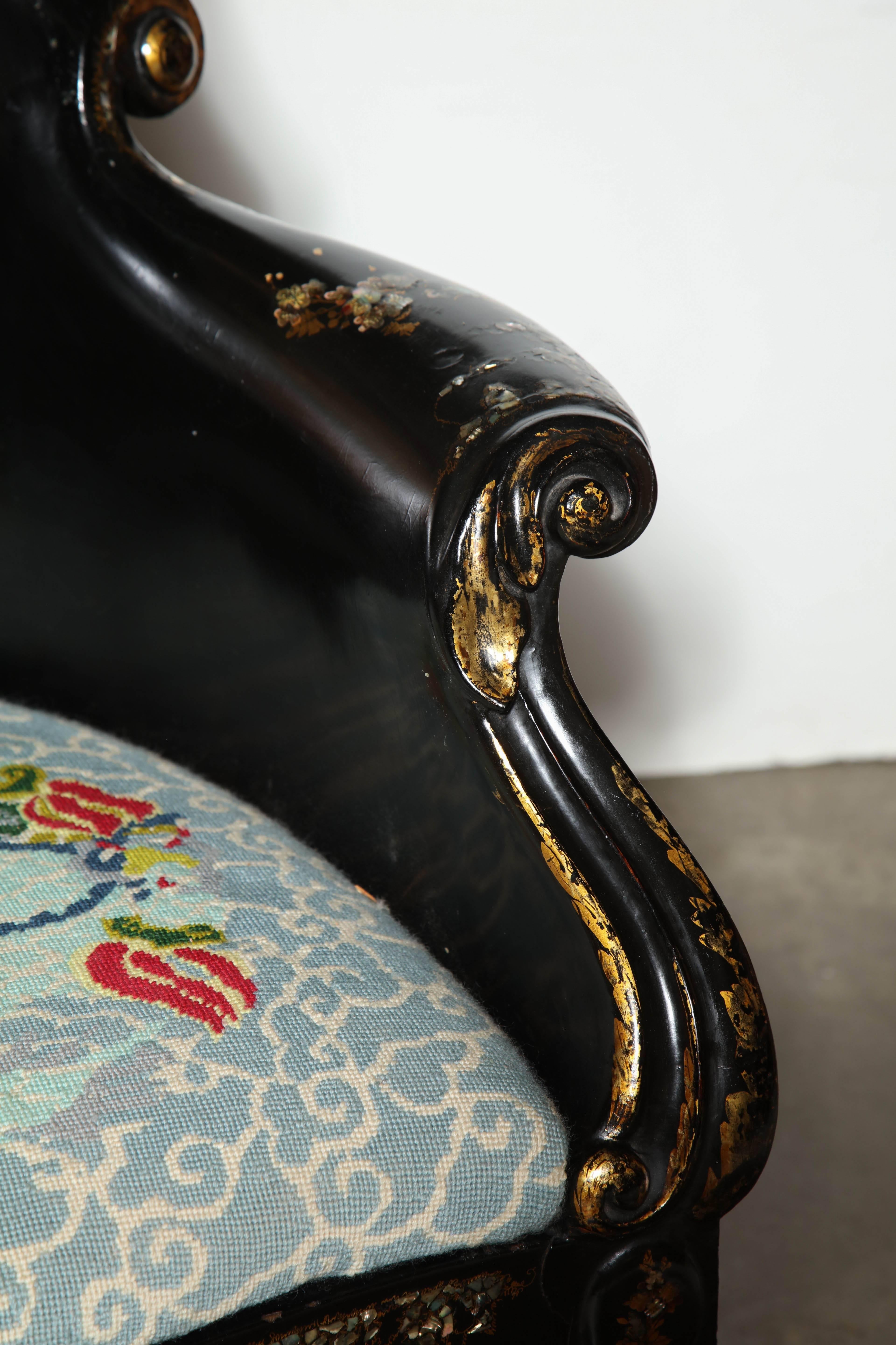 English Papier Mâché Gondola Chair 1