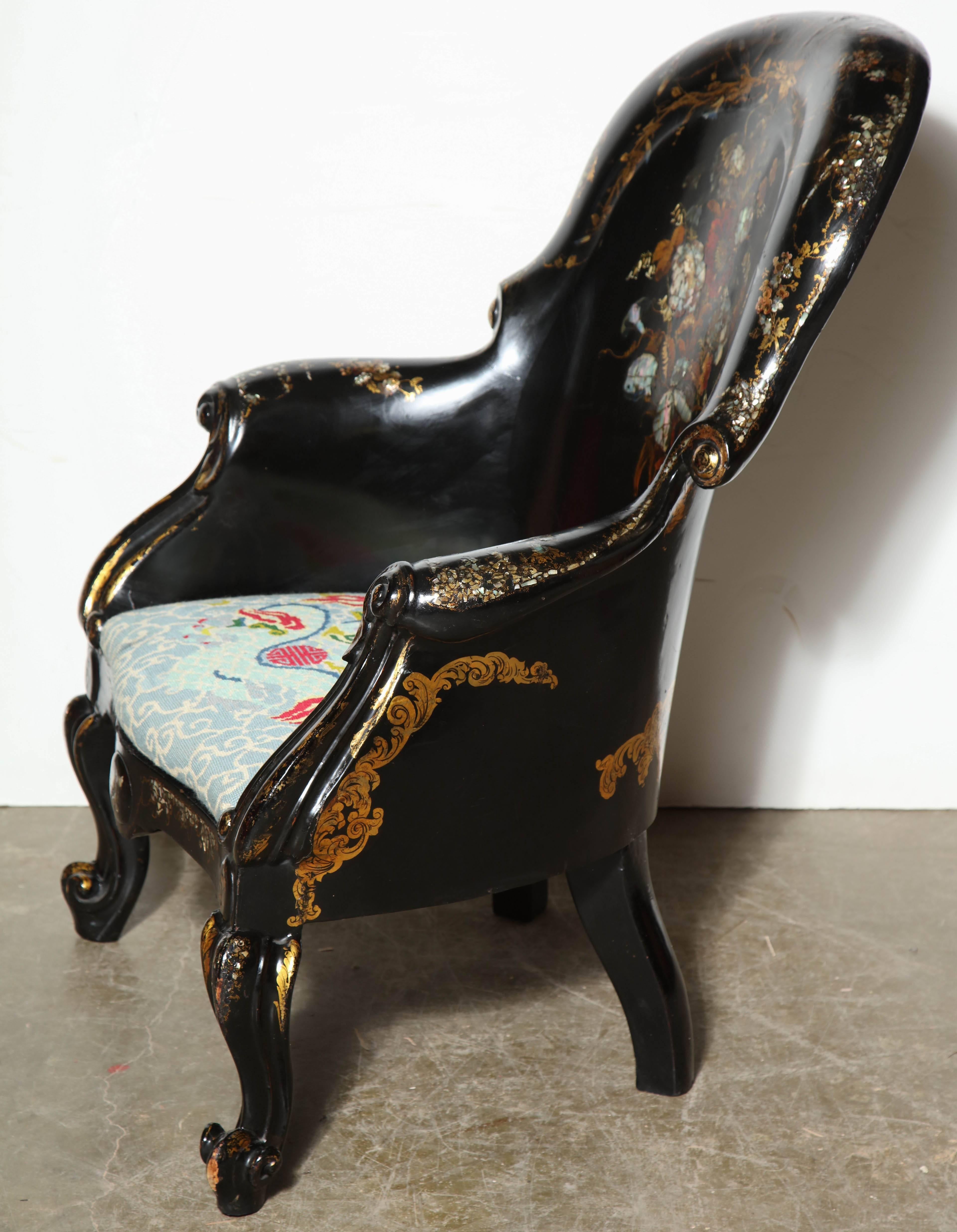 English Papier Mâché Gondola Chair 2