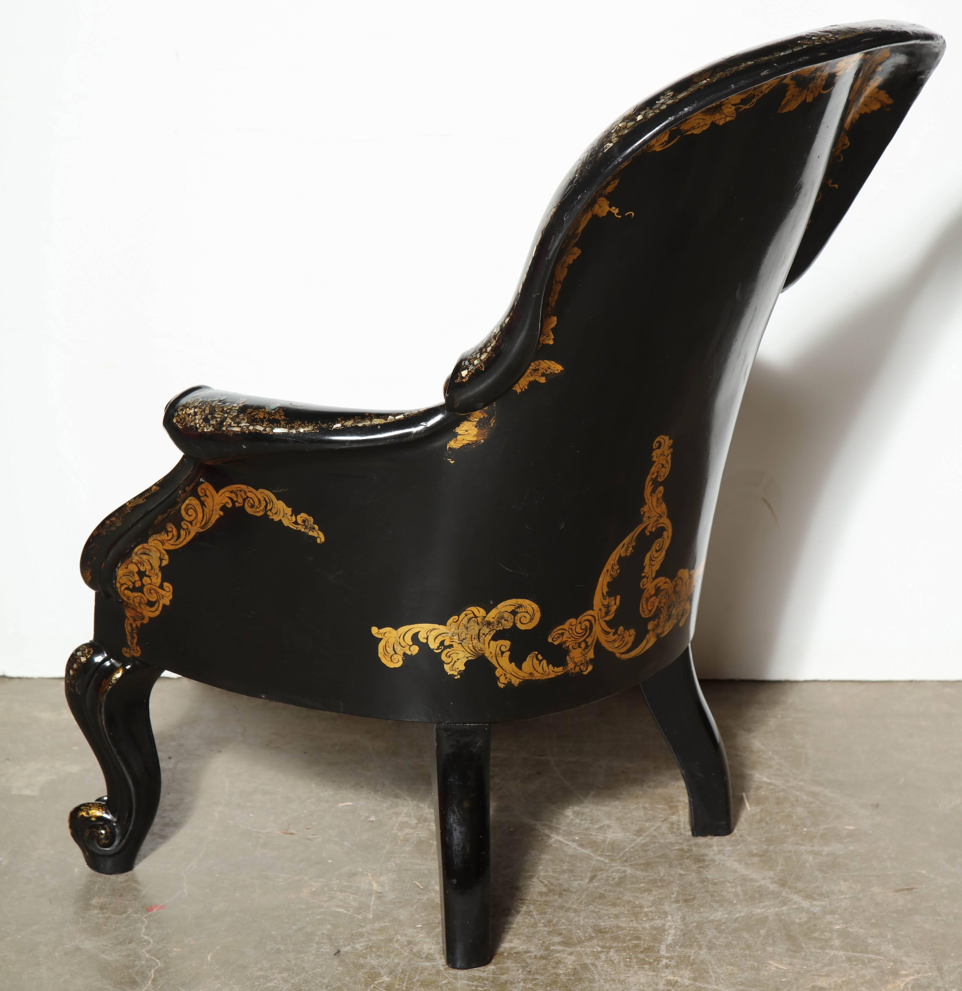 English Papier Mâché Gondola Chair 3