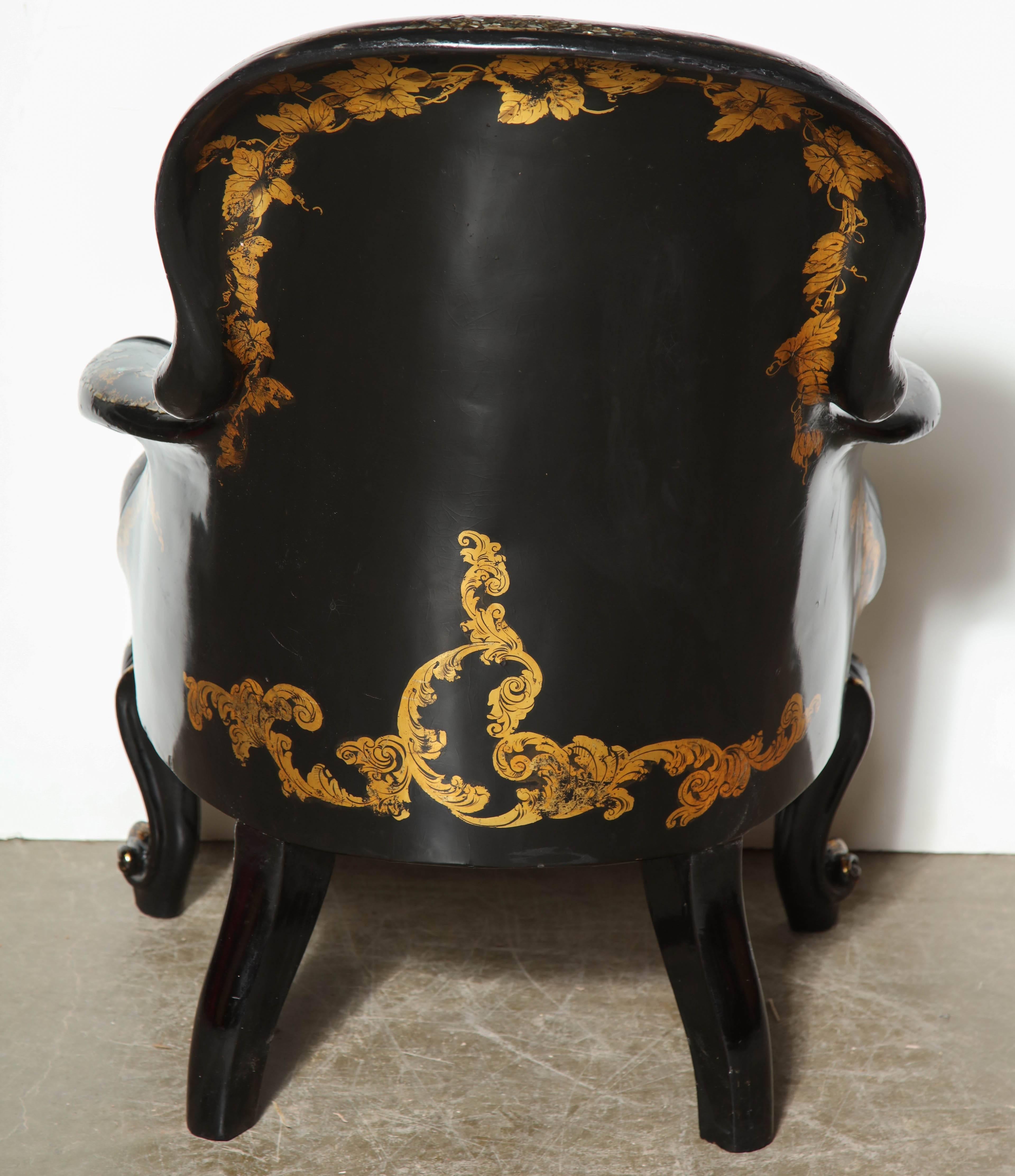 English Papier Mâché Gondola Chair 4