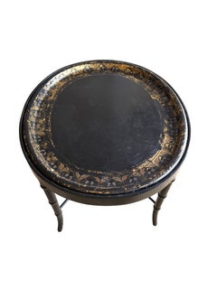 English Papier Mache Table on Faux Bamboo Stand