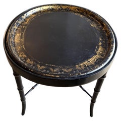 English Papier Mache Table on Faux Bamboo Stand