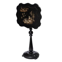 English Wood & Paper Mache Tilt Top Candle Stand, c. 1860