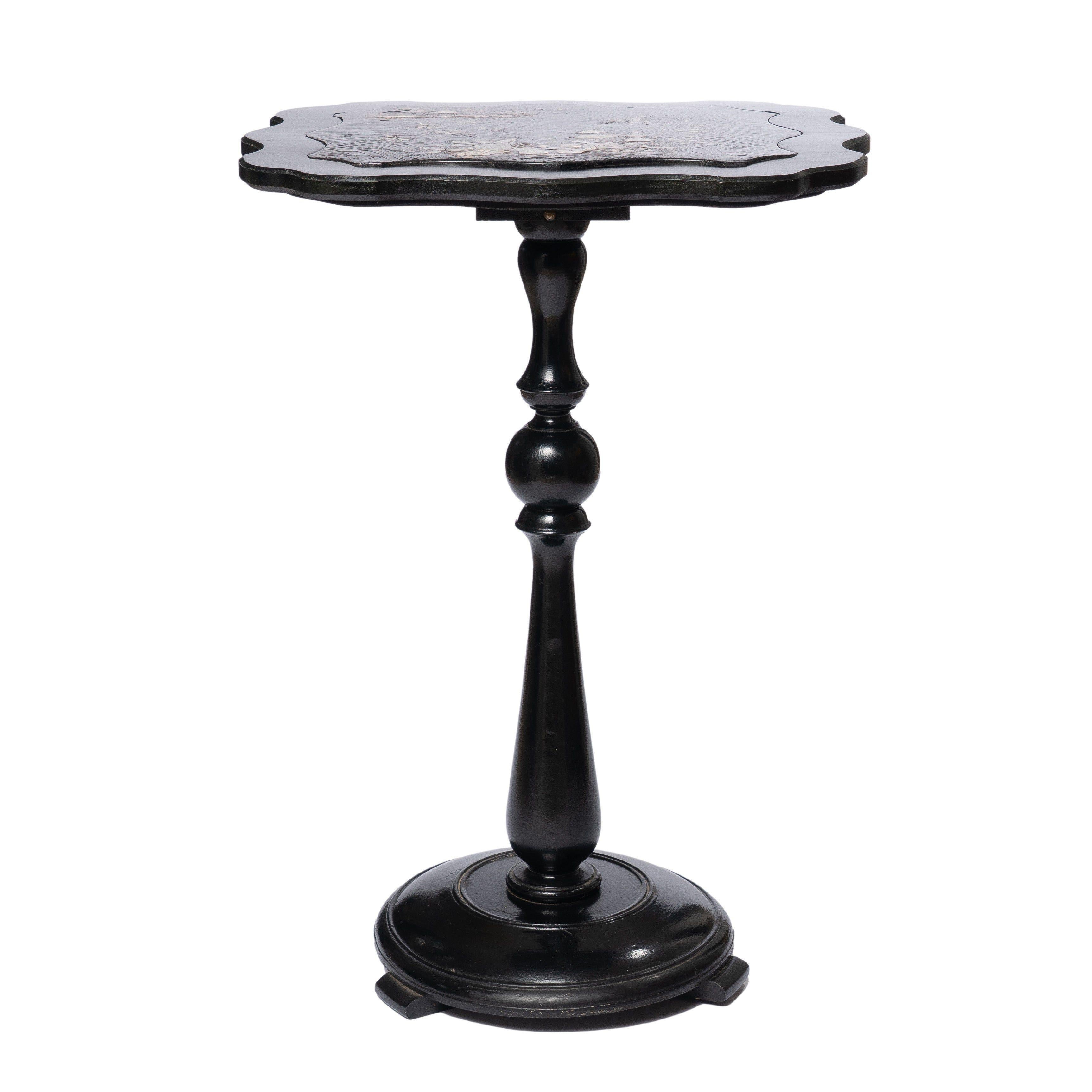 Mid-19th Century English Wood & Paper Mache Tilt Top Candle Stand, c. 1860 For Sale
