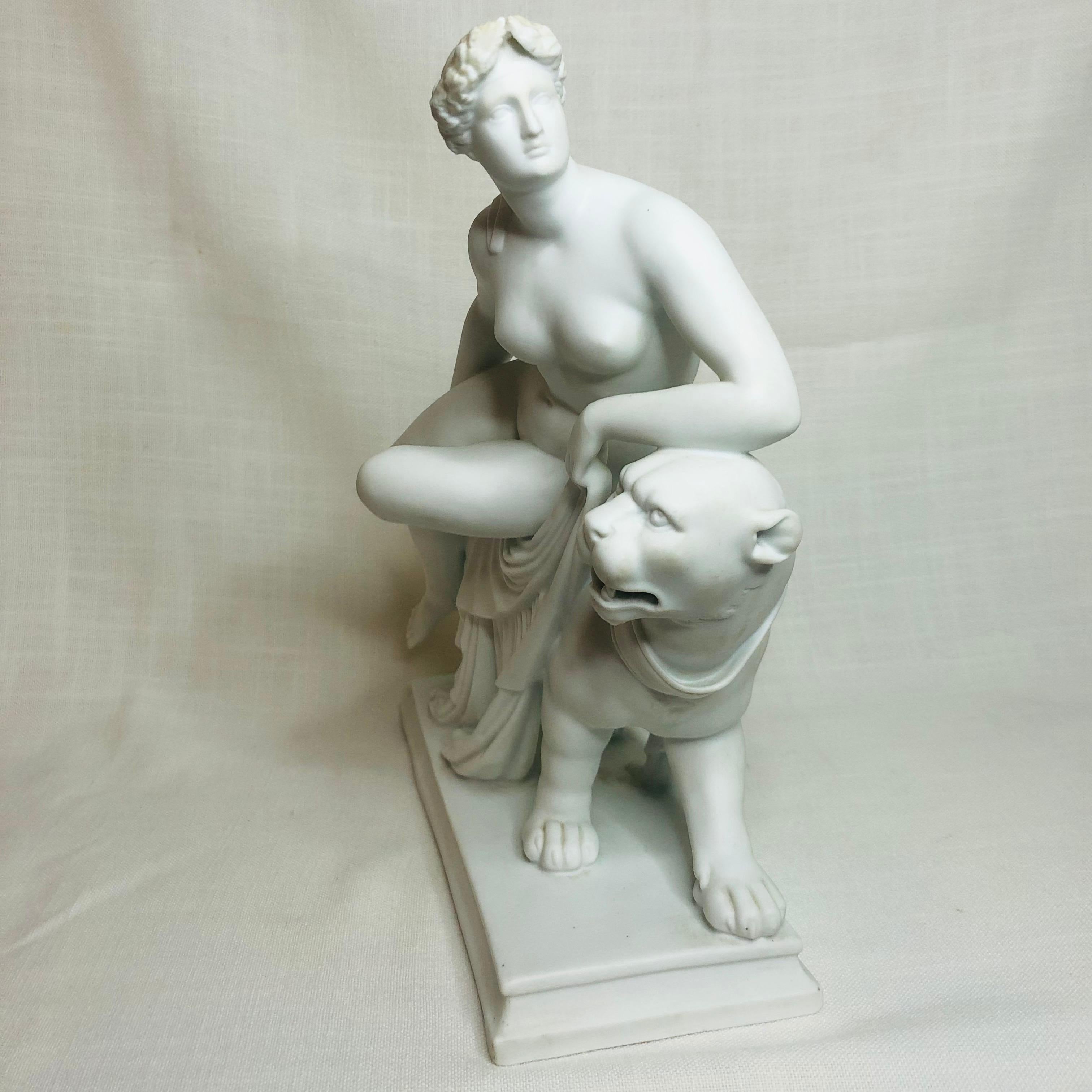 English Parian Figurine of a Nude Figure of Adriadne Riding on Top of a Panther 5