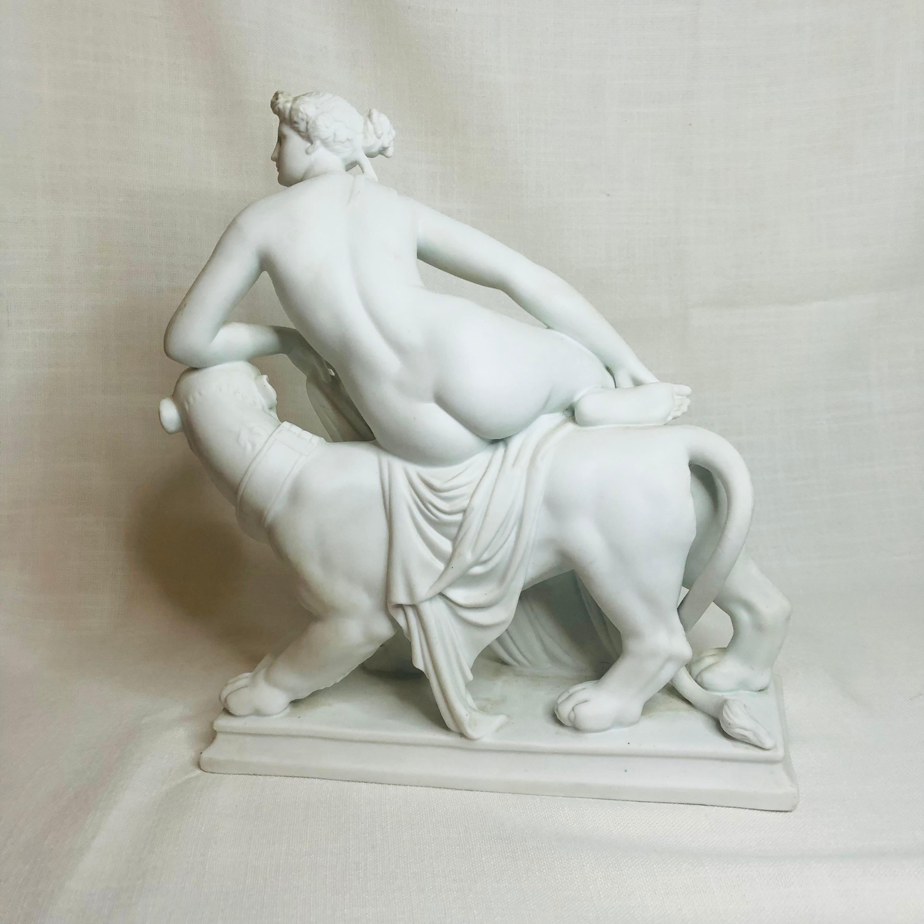 English Parian Figurine of a Nude Figure of Adriadne Riding on Top of a Panther 6