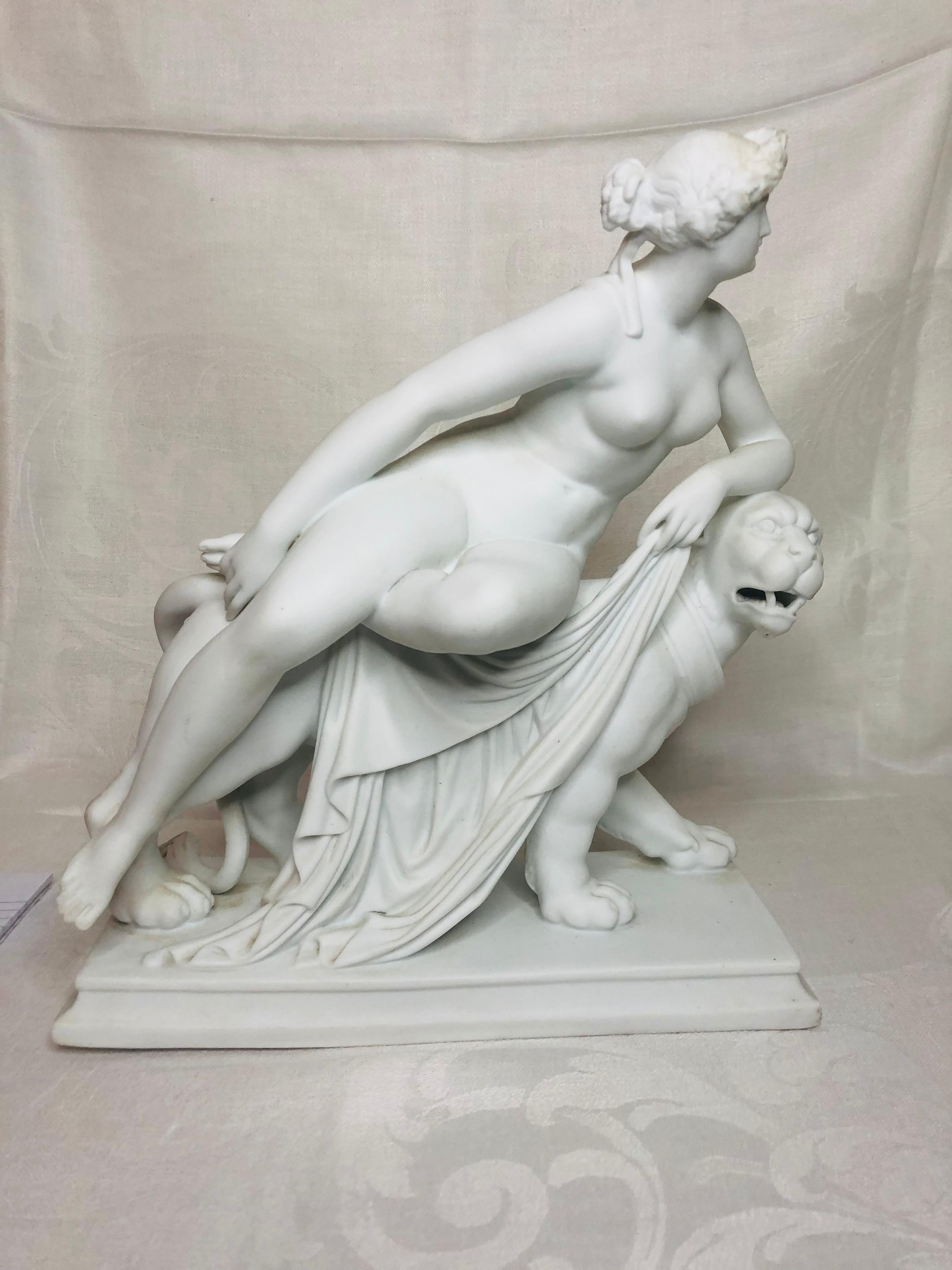 English Parian Figurine of a Nude Figure of Adriadne Riding on Top of a Panther 2