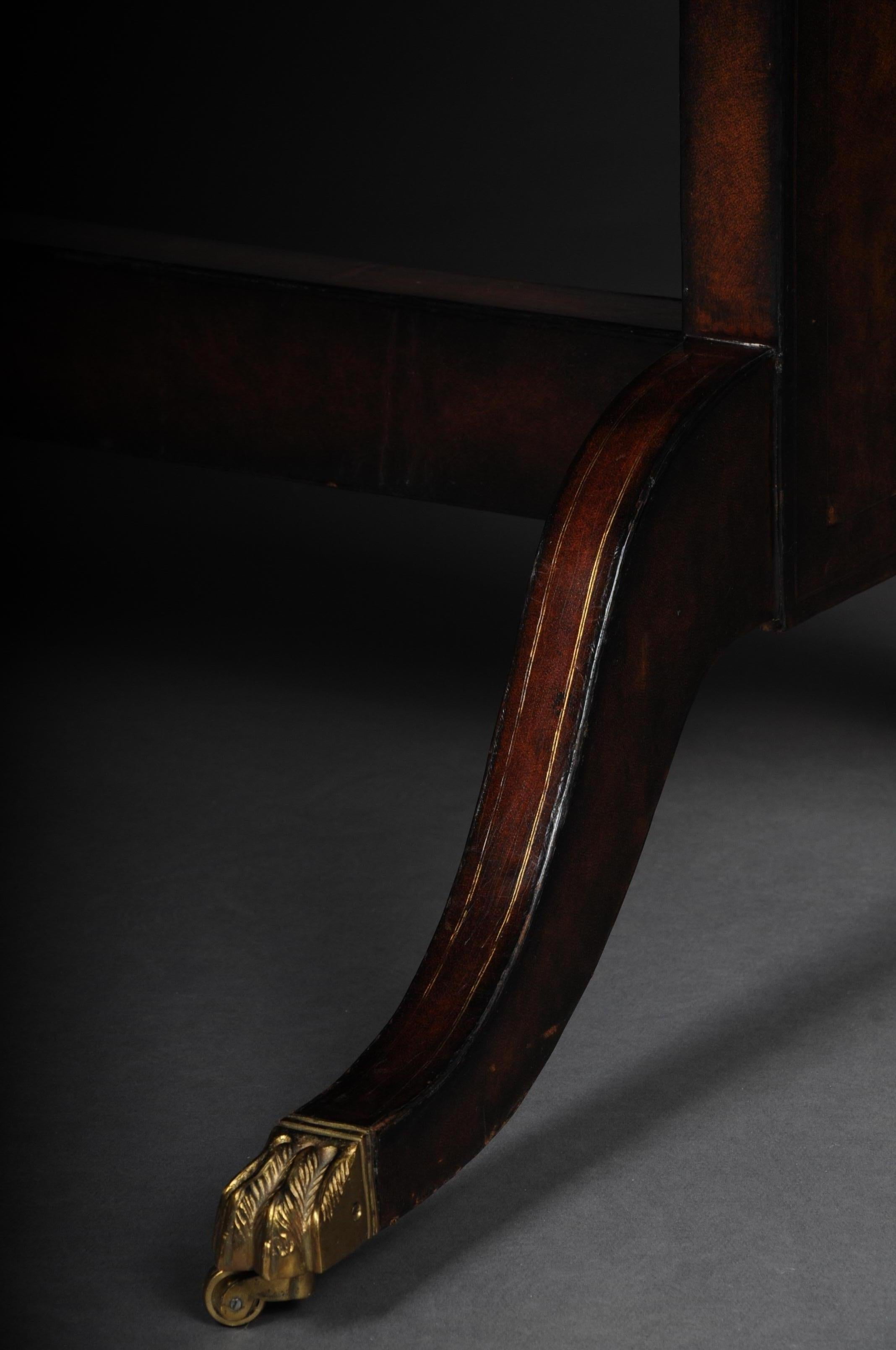 English Partner Desk, 1870 Writing Desk, Mahogany Completely Covered in Leather 7