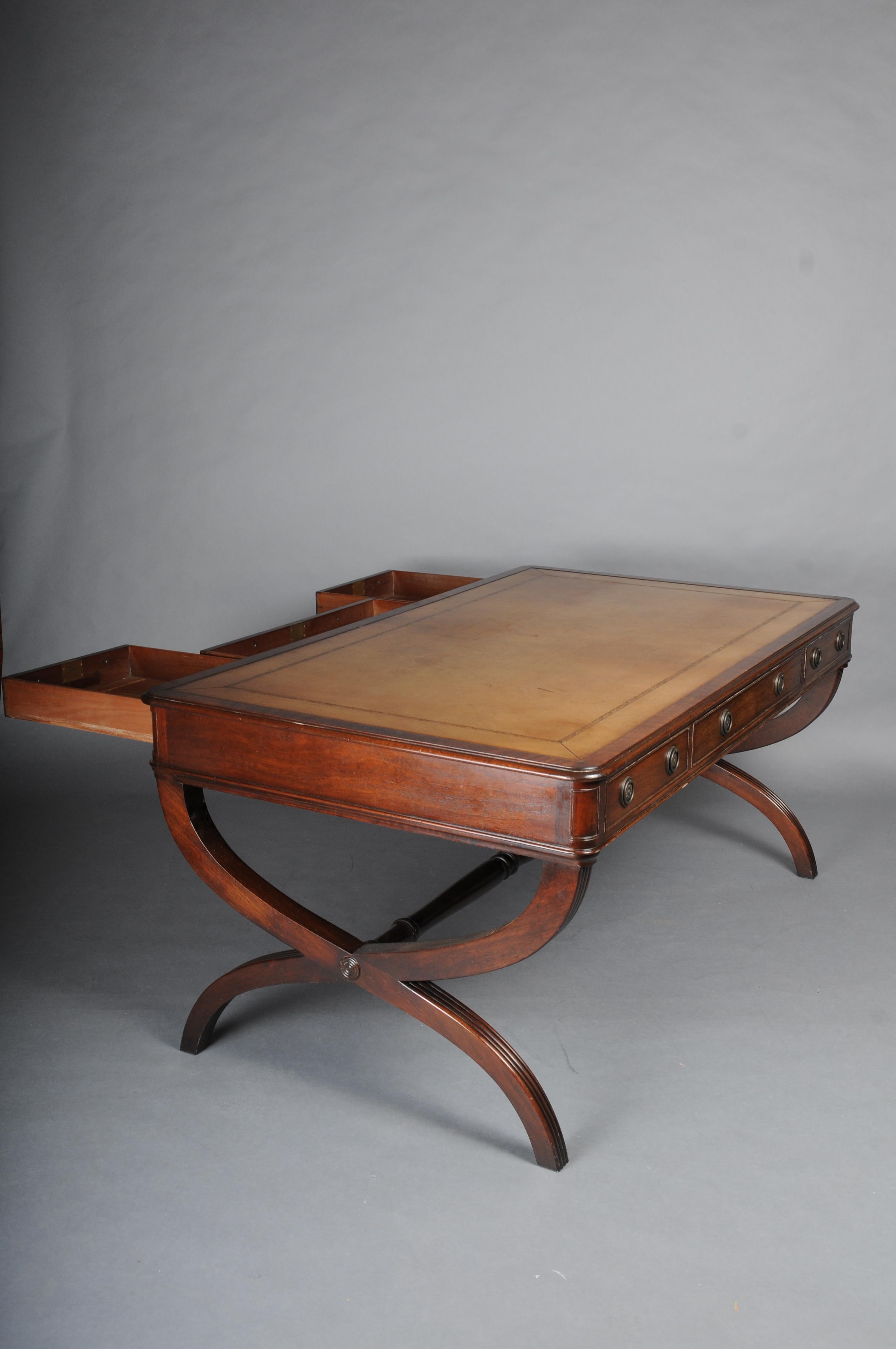 Englischer Partner-Schreibtisch, 1870, Schreibtisch, Mahagoni im Angebot 7