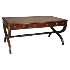 Antique English Partner Desk Desk, 1870 Writing Desk, Mahogany
