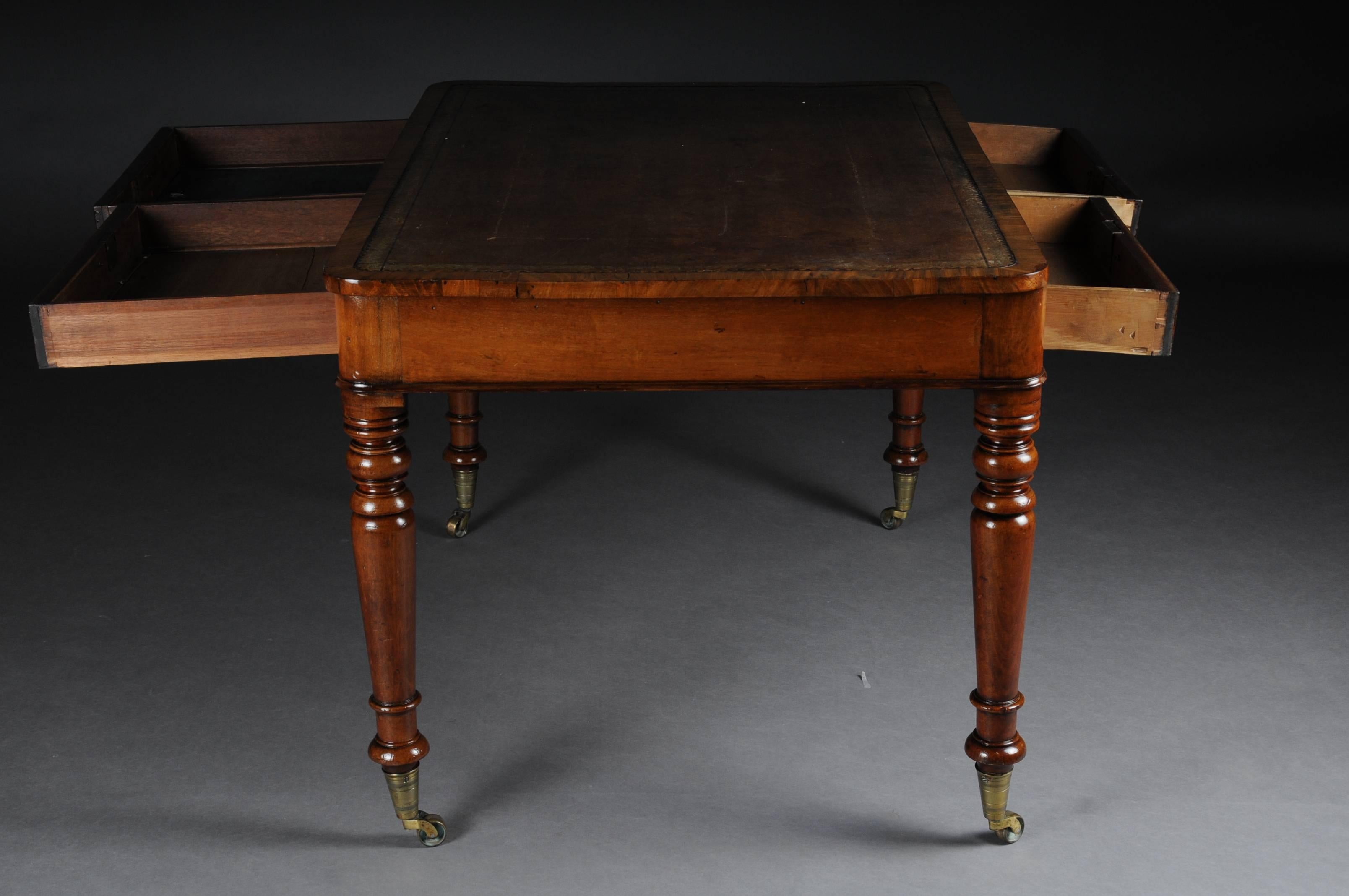 Victorian English Partner Desk, Writing Desk 1870, Mahogany For Sale