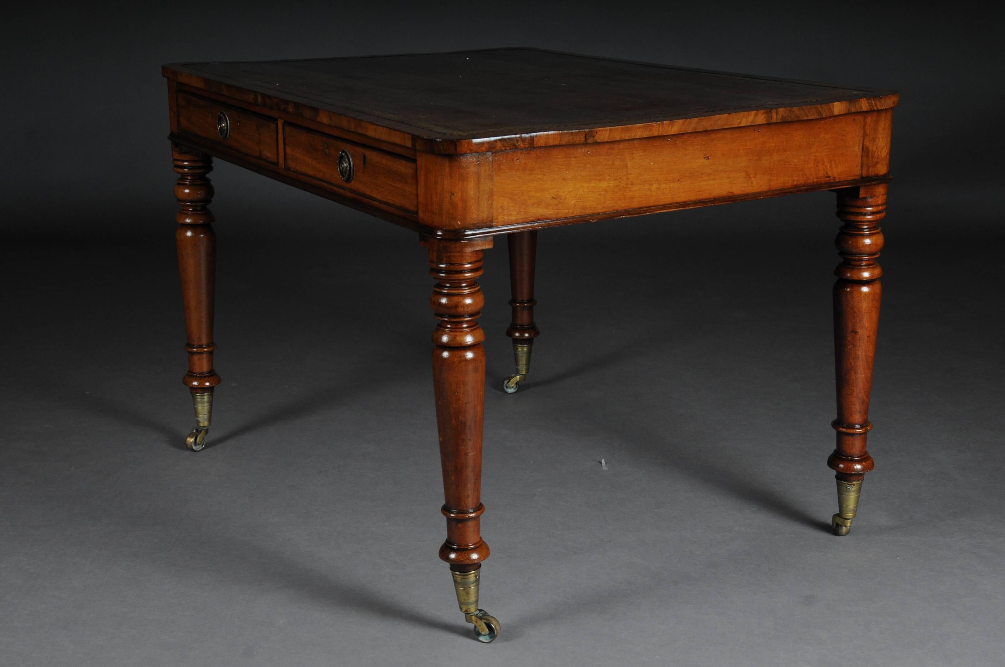 English Partner Desk, Writing Desk 1870, Mahogany In Good Condition For Sale In Berlin, DE