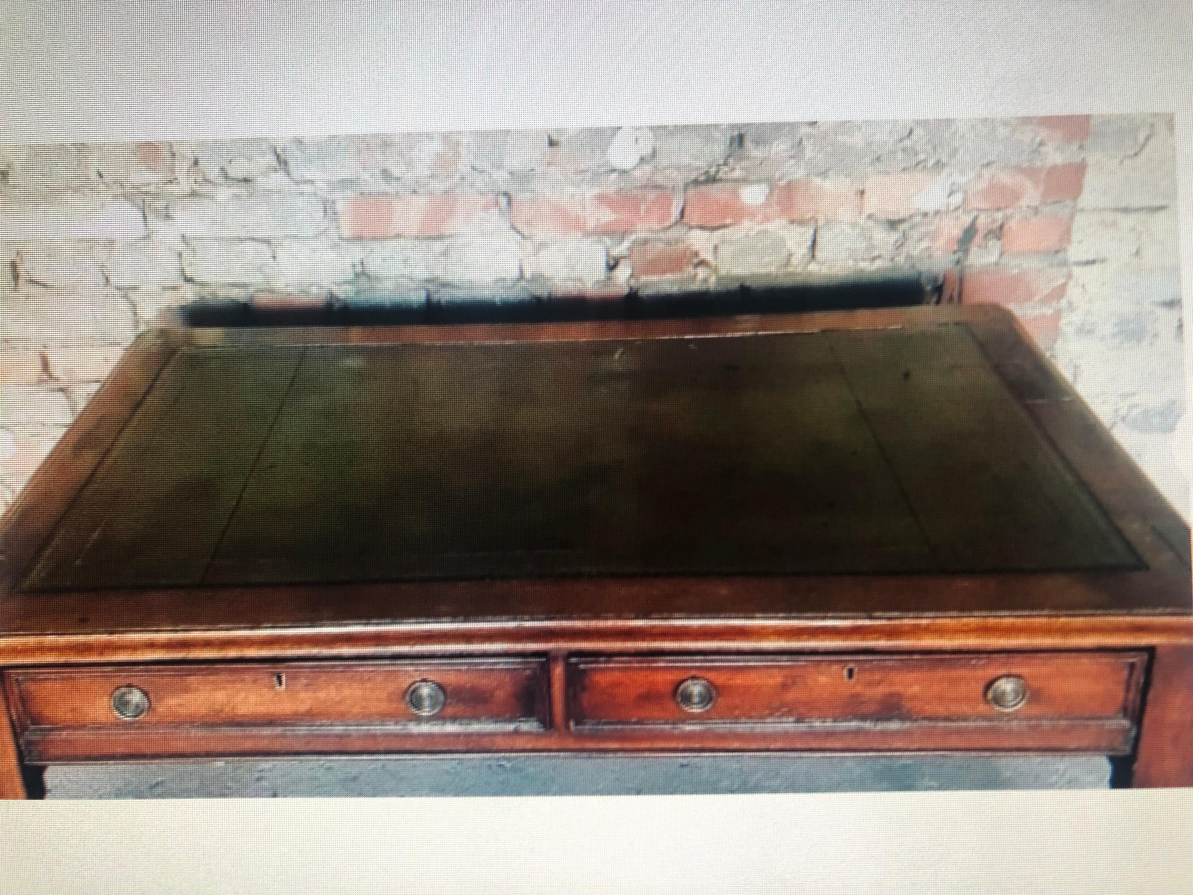 Stained English Partner Desk, Writing Desk For Sale