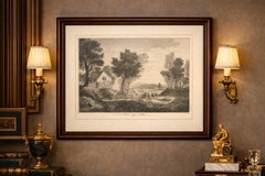 English Pastoral Landscape with Farm and Cattle, Boydell Etching, 1747