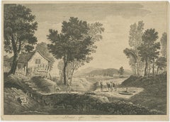 English Pastoral Landscape with Farm and Cattle, Boydell Etching, 1747