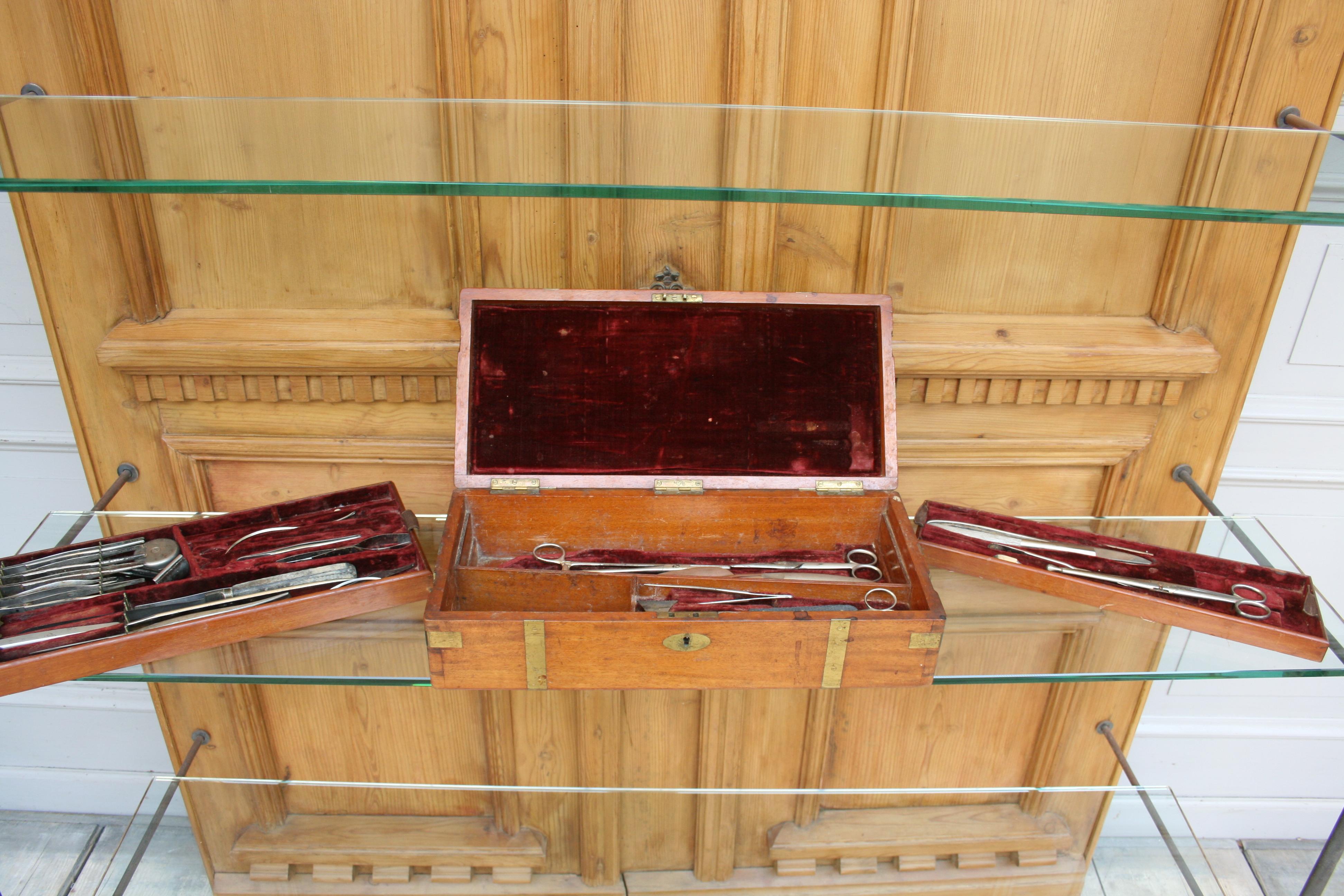 English Pathologist Box Made of Mahogany with Brass, Including Instruments For Sale 1