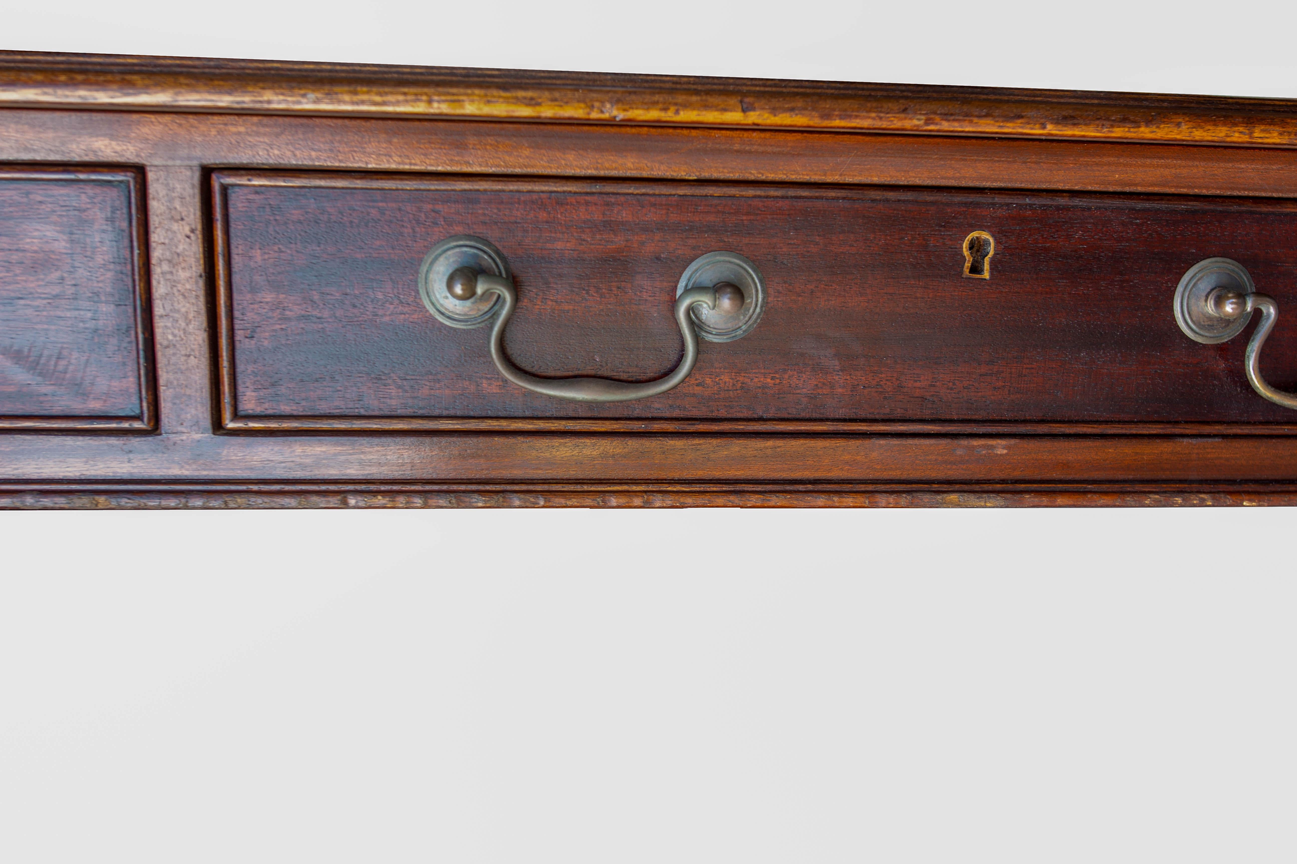 English Patinated Large Desk, Double Side, Wood, Leather & Iron circa 1900 For Sale 12