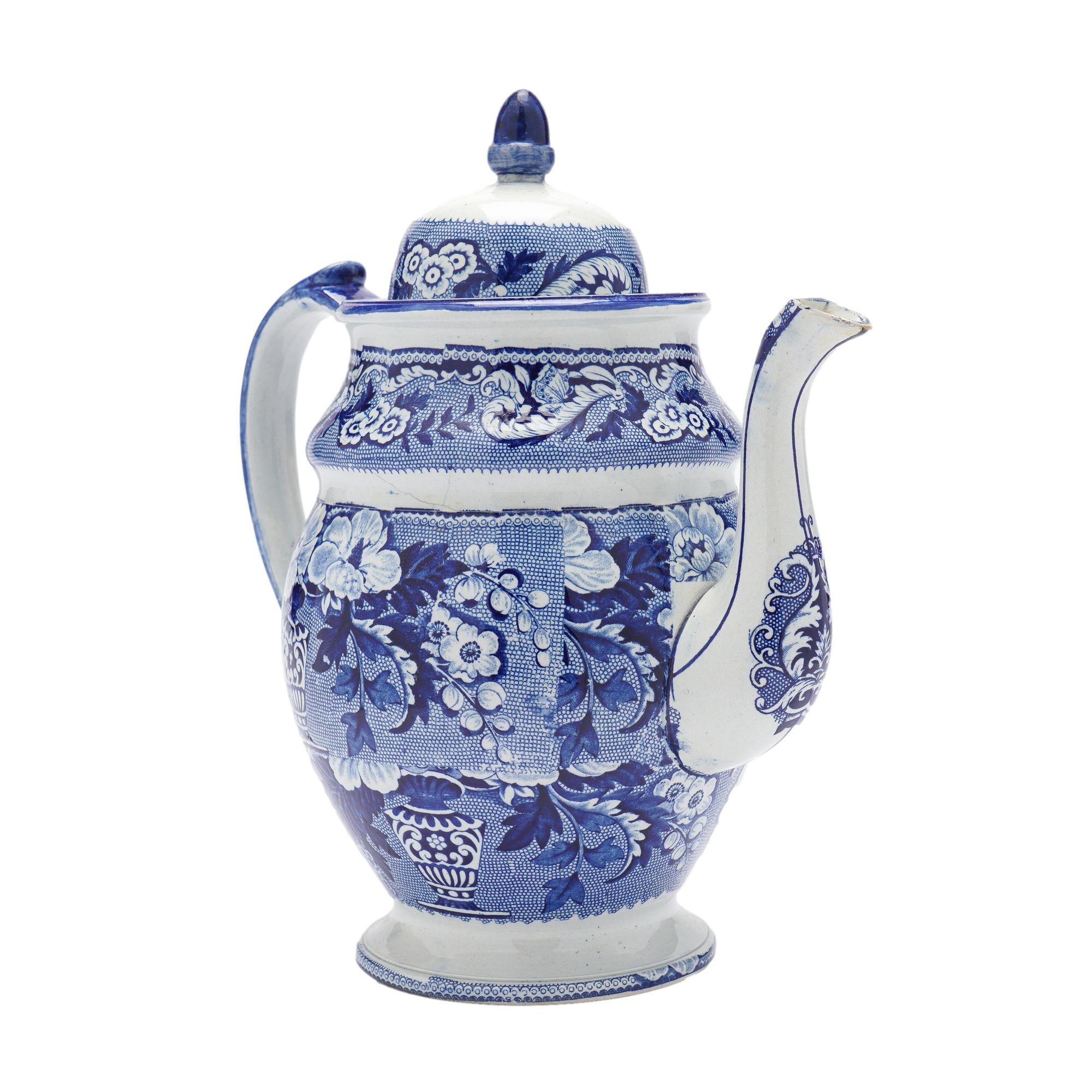19th Century English pearlware coffee pot, c. 1830 For Sale