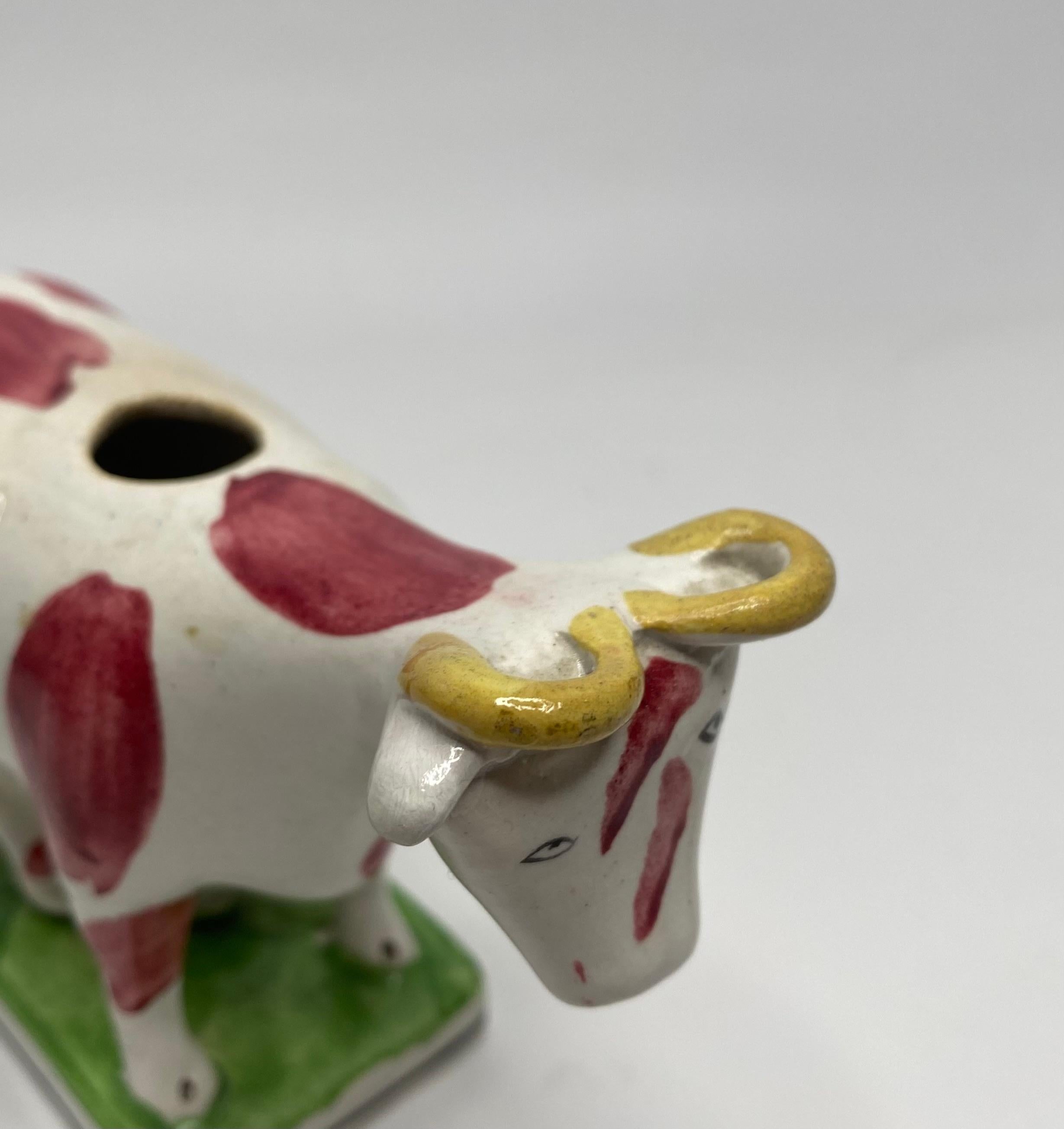 Pottery English pearlware cow creamer, c. 1830.